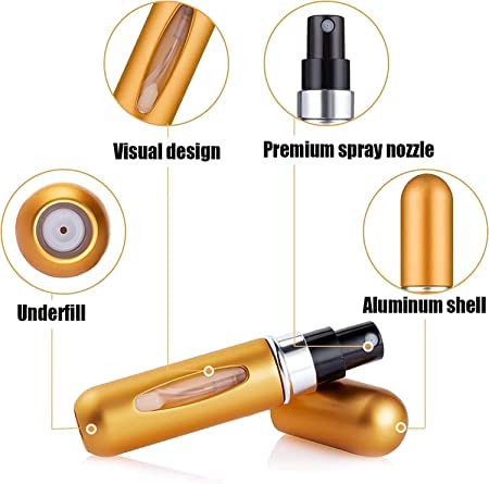 Portable Mini Refillable Perfume Atomizer Bottle - Travel Size Spray Bottle for Perfume & Essential Oils - Leak Proof Scent Pump Case - Perfect for Travel, Gym, Purse & On-The-Go Fragrance Touch Ups