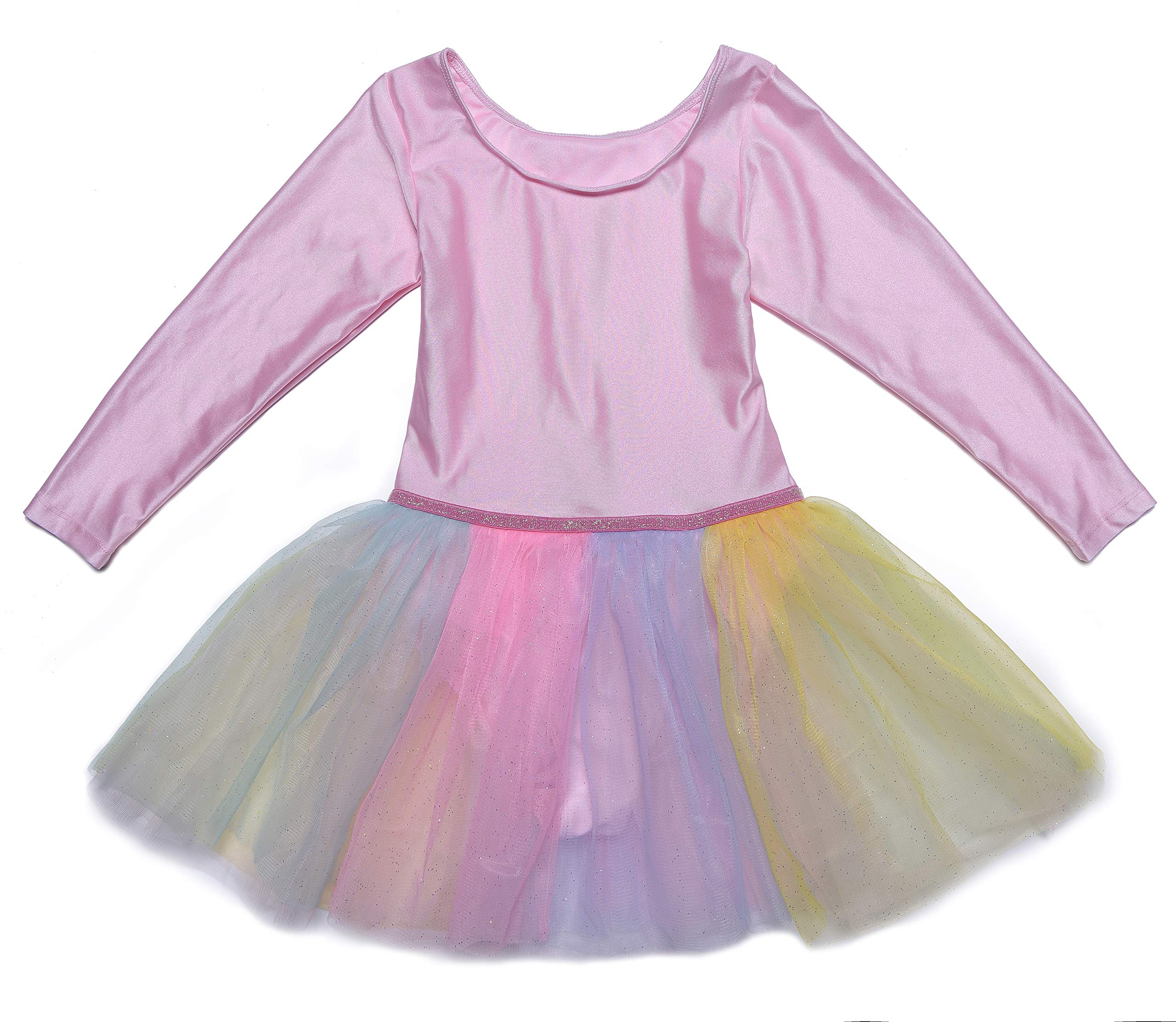 MOLLDAN Girls Long Sleeve Ballet Leotard with Crisscross Back Straps - Dancewear for Ballet, Jazz & Gymnastics - Perfect for Recitals, Classes & Performances