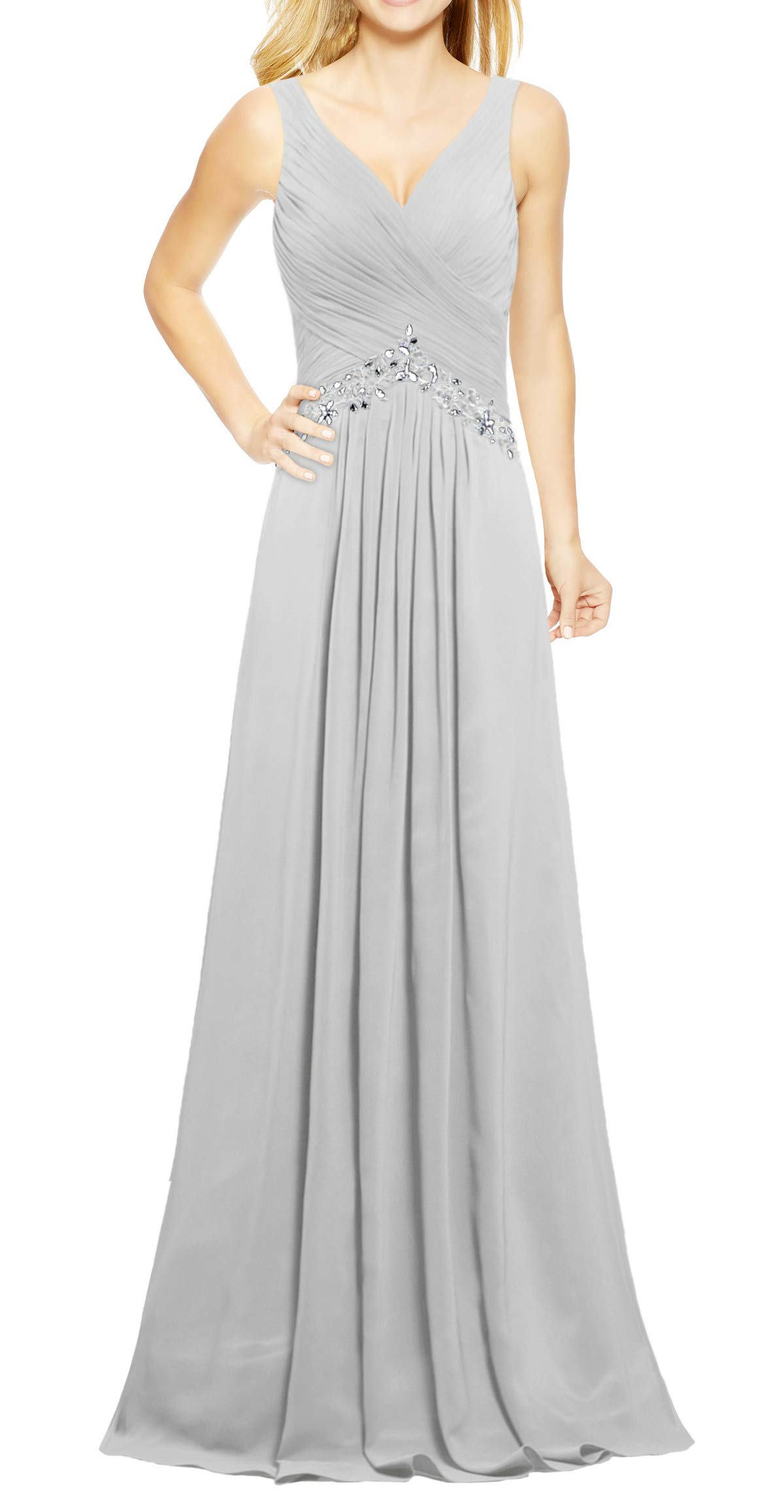 Elegant V-Neck Sleeveless Long Evening Gown for Women - Perfect for Prom, Formal Events & Special Occasions