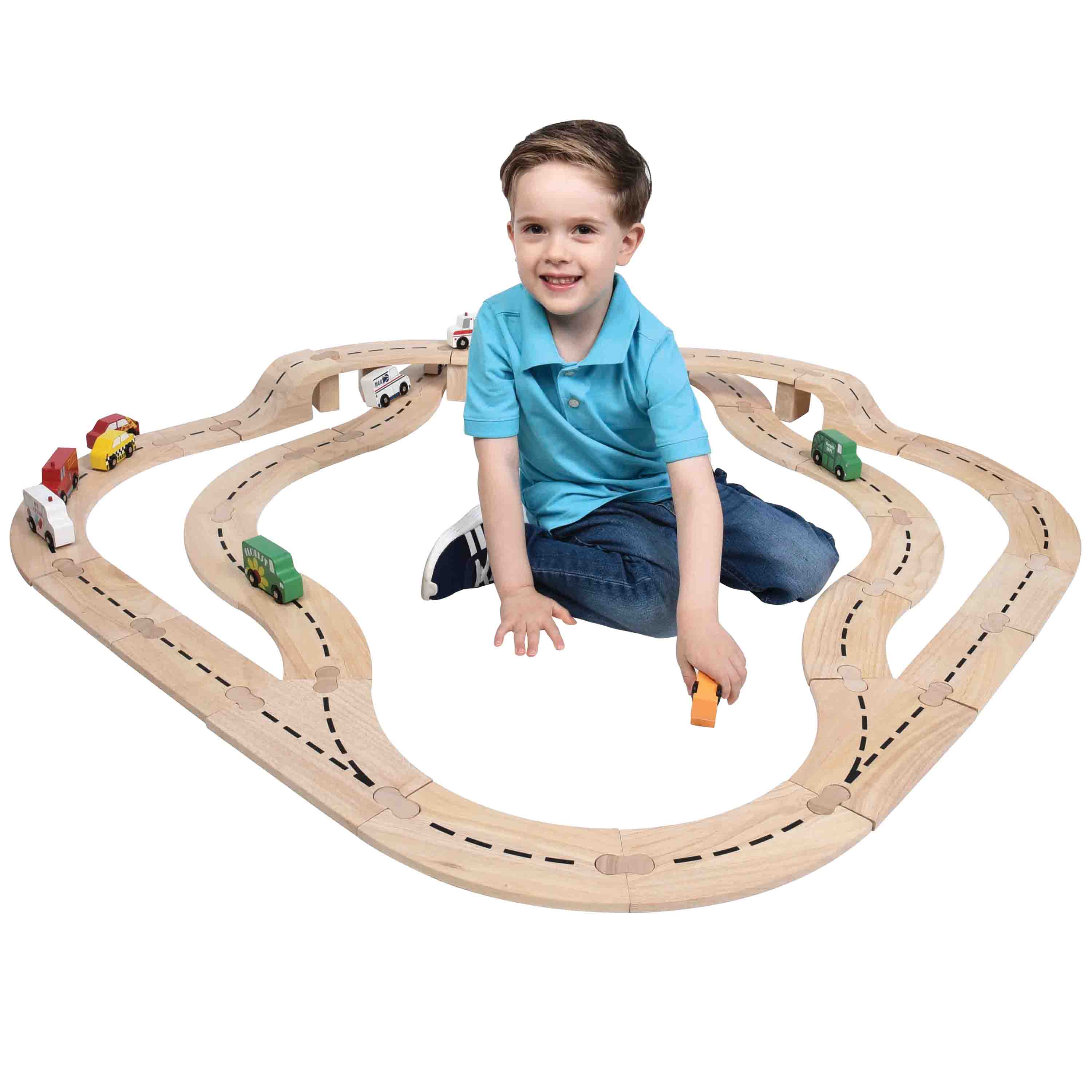 10 Piece Wooden Community Vehicle Set - Toy Cars, Trucks & Emergency Vehicles for Kids - Perfect for Pretend Play, Learning & Gifts