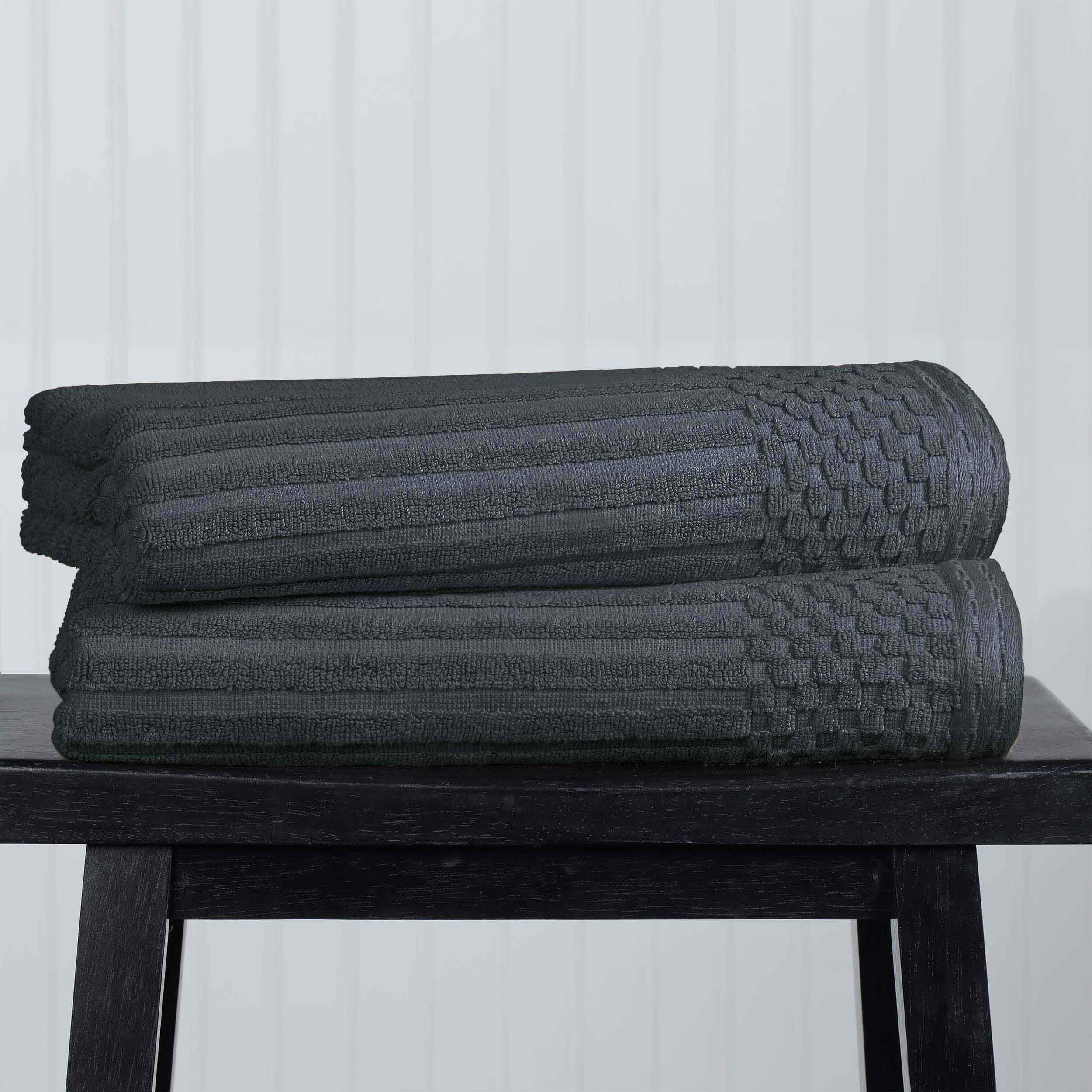 Premium Cotton Ribbed Textured Bath Towel Set - Ultra Absorbent 2-Piece Towel Collection for Spa, Bath & Luxury Home Use