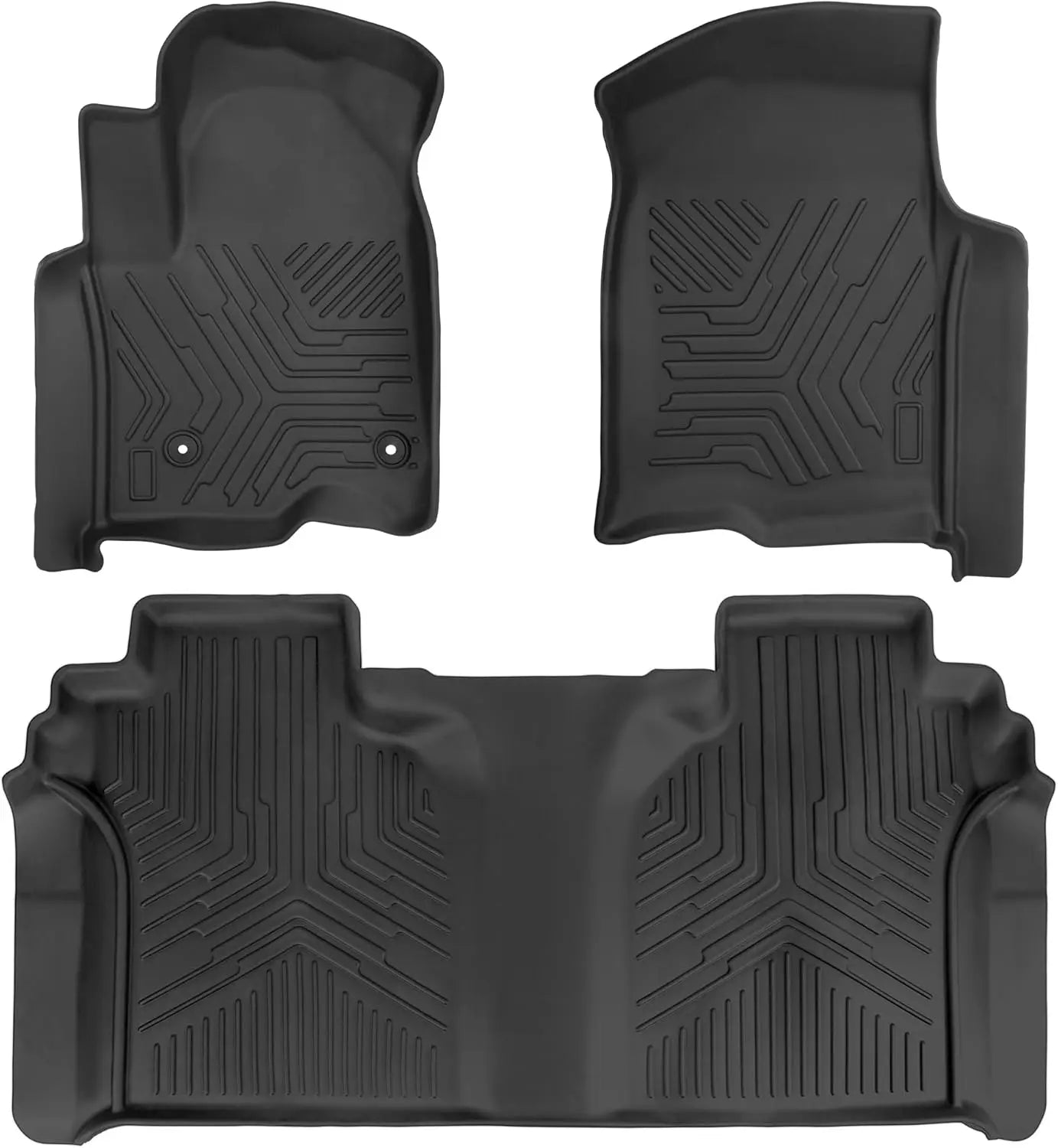 3-Piece All-Weather Floor Mats for 2019-2025 Chevrolet Silverado 1500/GMC Sierra 1500 & 2020-2025 Silverado/Sierra 2500HD/3500HD Crew Cab - Rear Row with Carpeted Under Seat Storage - Durable Protection for Mud, Snow & Spills