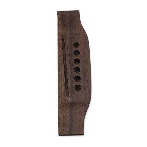 6 String Rosewood Saddle Thru Guitar Bridge for Acoustic & Folk Guitar - Premium Replacement Guitar Parts - Perfect for DIY Guitar Repair & Upgrades