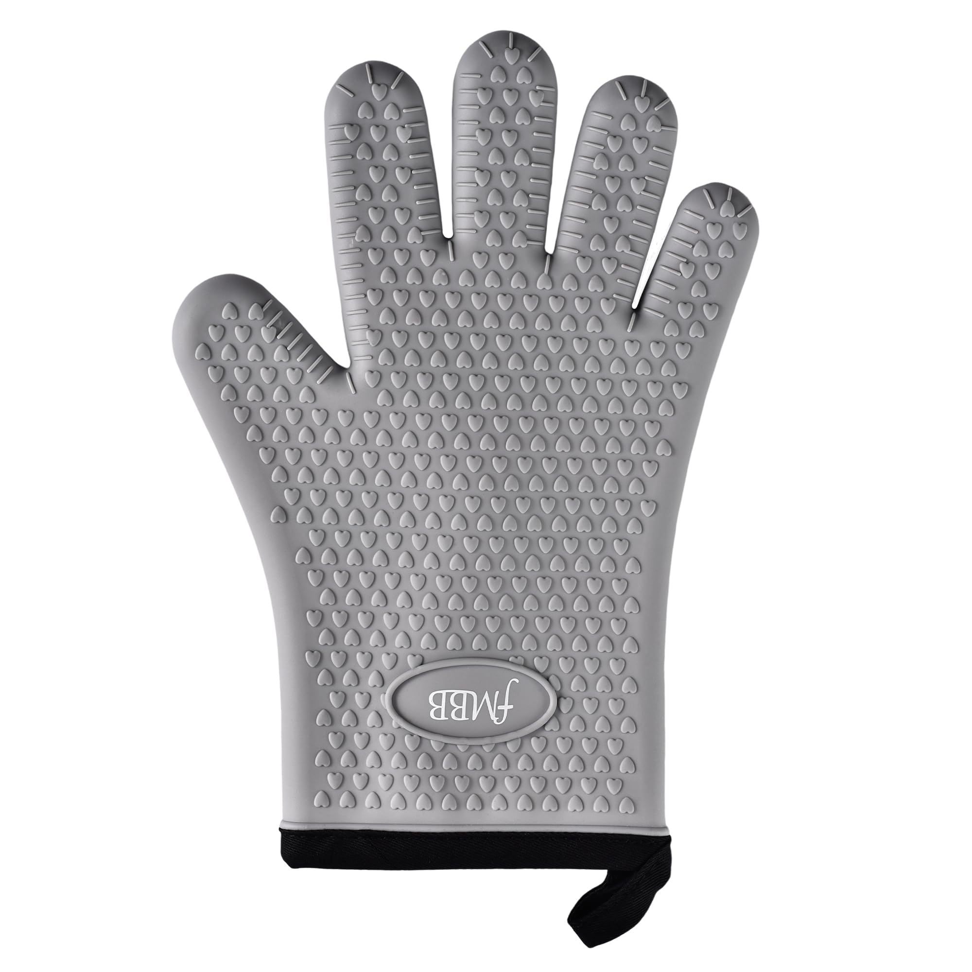 Heat Resistant BBQ Gloves for Grilling - Grey Silicone Oven Mitt for Left or Right Hand - Perfect for Handling Hot Food on Grill, Fryer, or Smoker Pit - Ideal for Outdoor Cooking, Camping & Backyard BBQ (1 PC)