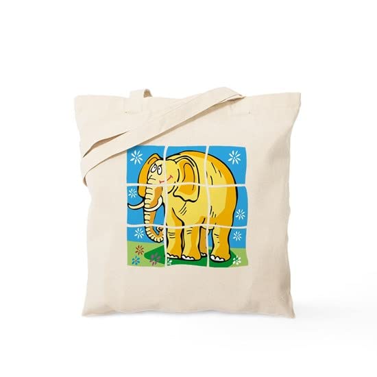 Eco-Friendly Elephant Puzzle Canvas Tote Bag - Reusable Natural Shopping Bag for Groceries, Beach & Daily Use | CafePress