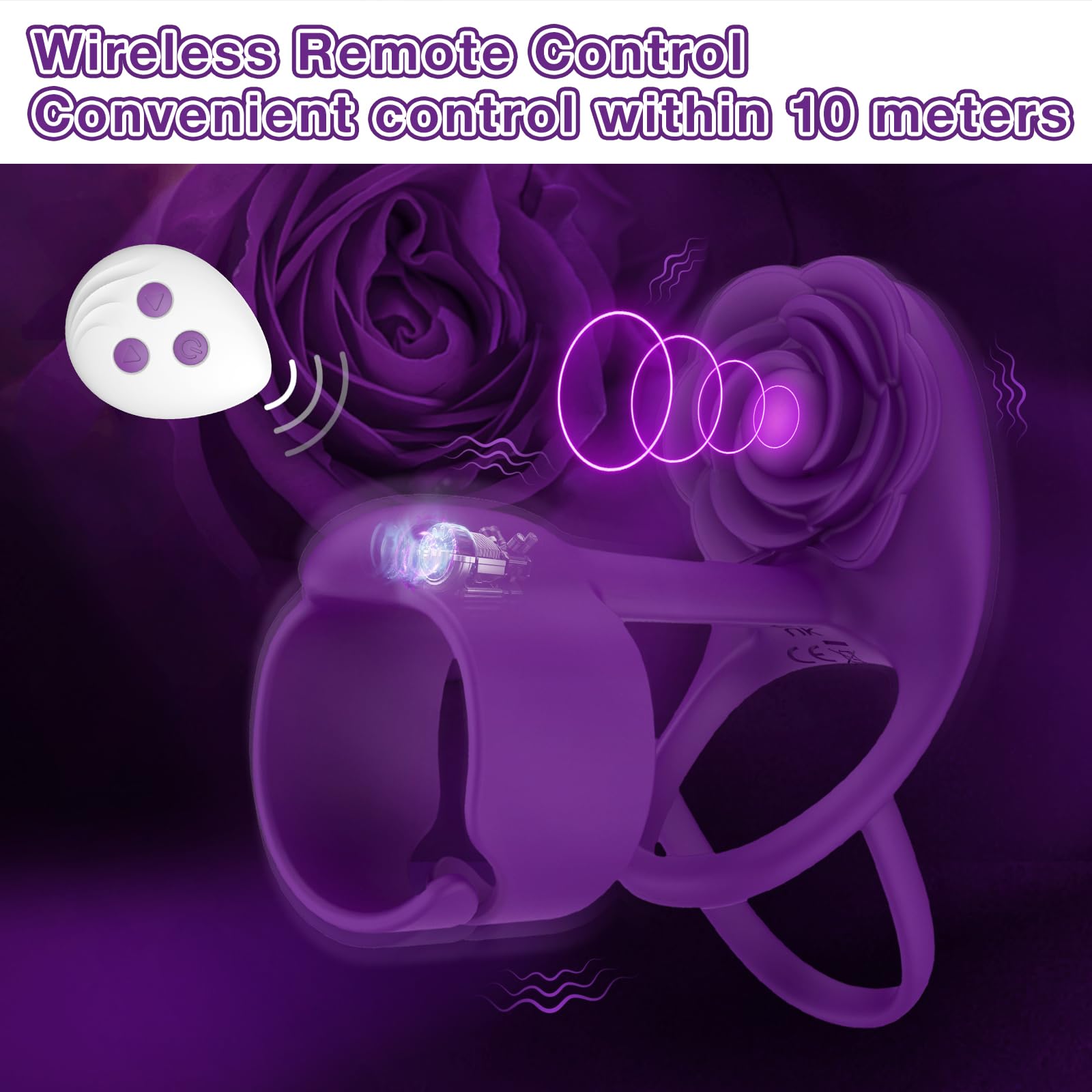 RIDMII 3-in-1 Vibrating Cock Ring for Couples - Remote Control Rose Shaped Clitoral Stimulator with 10 Powerful Vibration Modes | Enhance Intimacy & Spice Up Your Sex Life in Bedroom or Romantic Nights