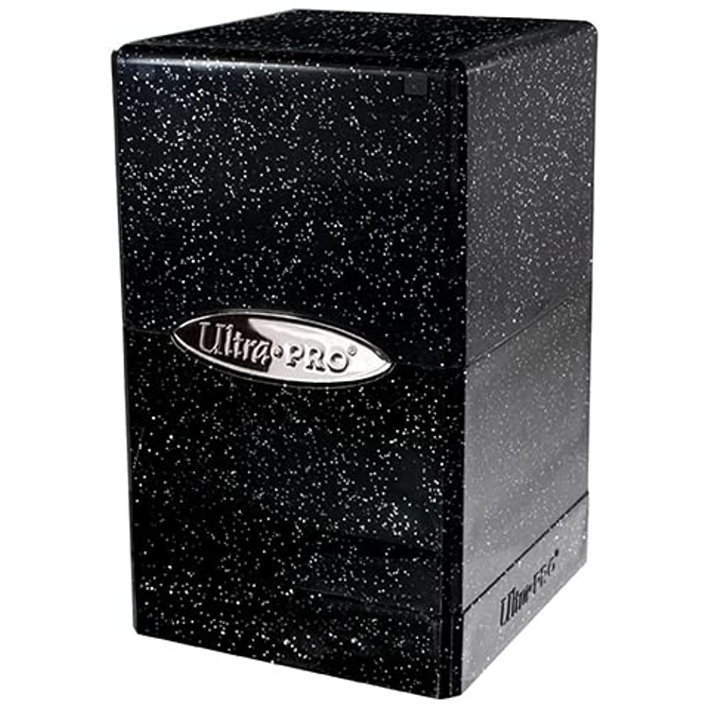 Ultra PRO Satin Tower 100+ Card Deck Box - Glitter Black - Premium Protection for MTG, Pokemon, Sports & Collectible Cards - Durable Travel-Friendly Storage for TCG Players & Collectors
