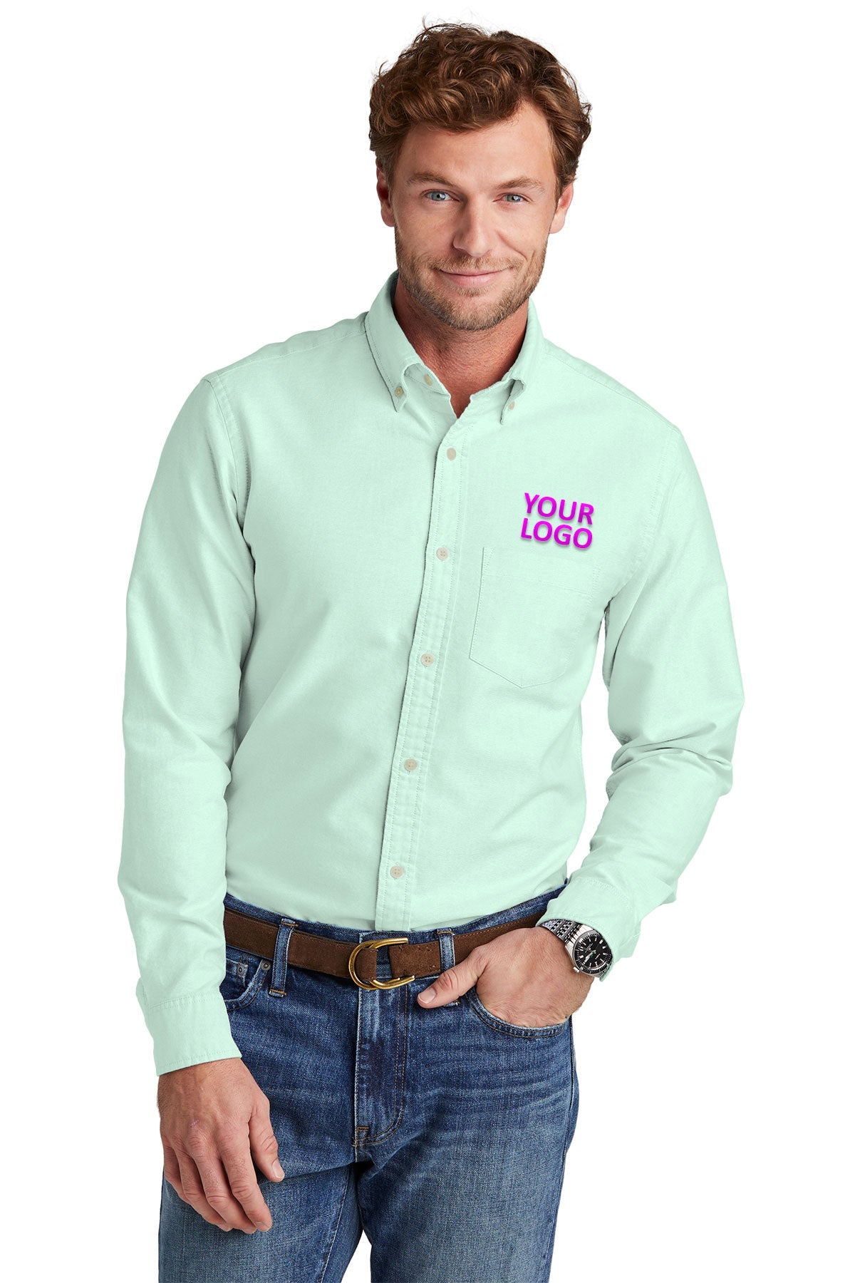 Brooks Brothers Men's Casual Oxford Cloth Button-Down Shirt in Soft Mint Green - Perfect for Office Wear & Smart Casual Outfits