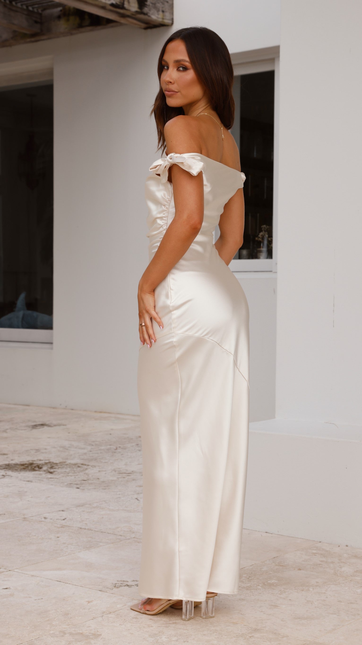 Frida Maxi Dress in Champagne - Elegant Long Flowy Summer Dress for Beach, Wedding & Vacation