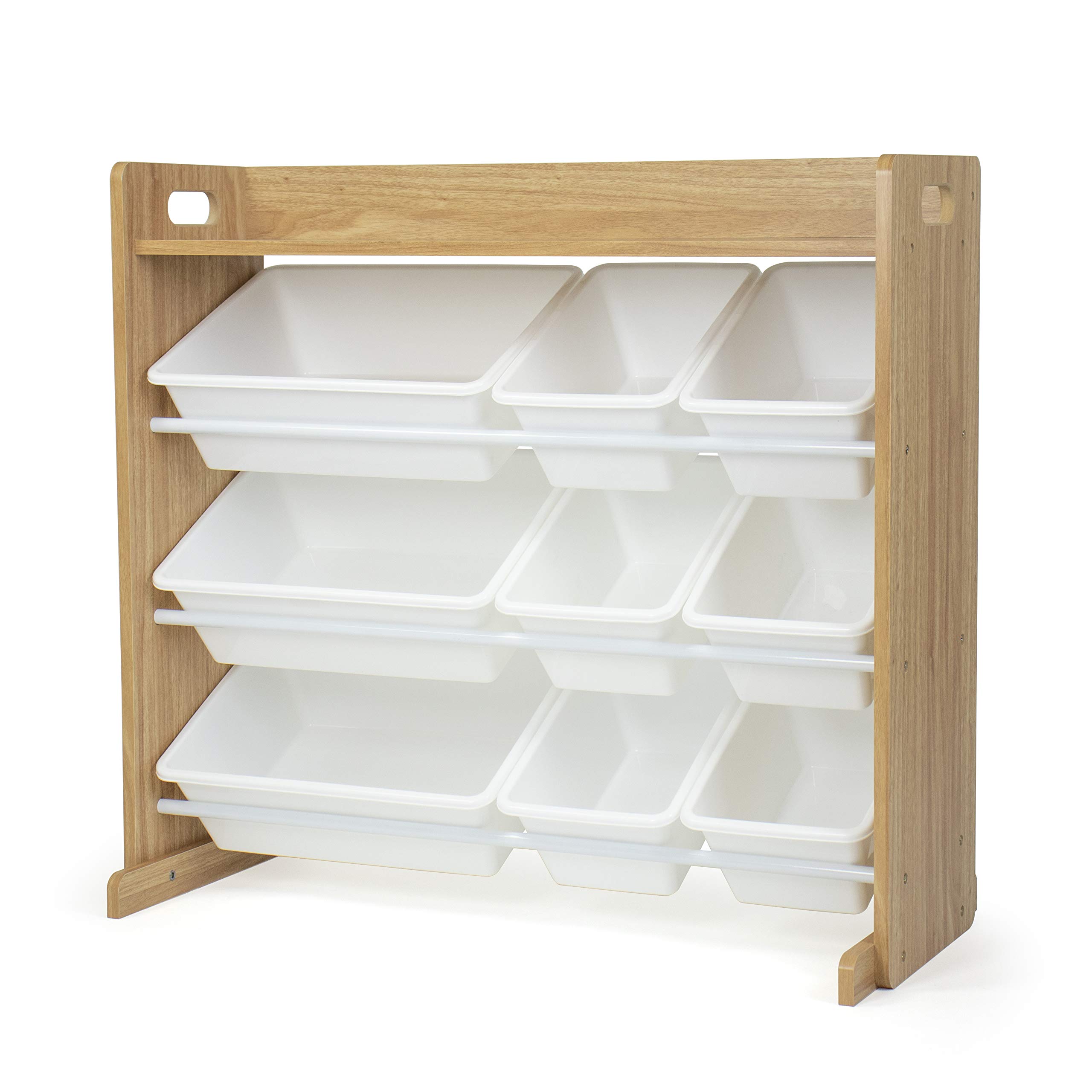 Humble Crew Kids Book Rack & Toy Organizer - Wooden Bookshelf with Storage Bins for Nursery, Playroom & Classroom - Perfect for Organizing Children's Books, Toys & Learning Supplies