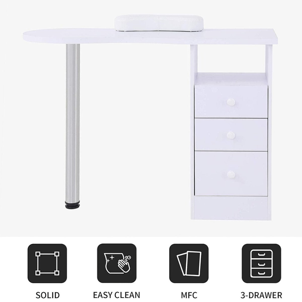 Professional Manicure Table with Storage Drawers - Nail Salon Station MT531 for Pedicure & Nail Art Services | Perfect for Home & Salon Use