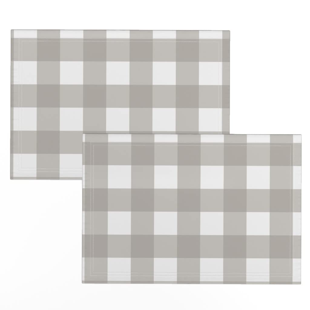 Premium Linen Cotton Canvas Placemats Set of 2 - Buffalo Check Grey Plaid Farmhouse Style for Dining Table Decor | Washable & Durable Kitchen Table Mats for Everyday Use & Holiday Entertaining