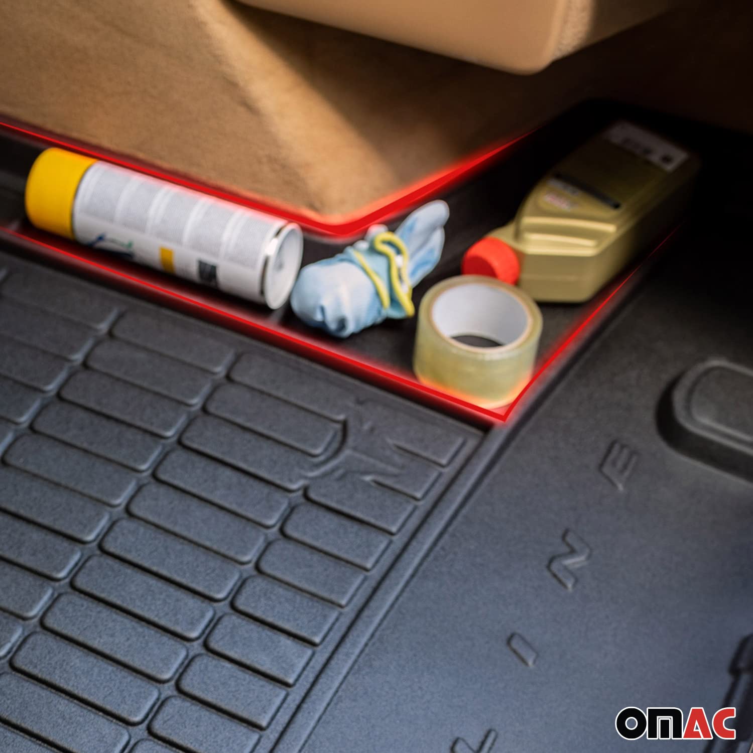 OMAC Premium Cargo Mats Liner for Mercedes CLA C118 2020-2025 - Heavy Duty Rubber TPE Trunk Mat - All Weather Protection & Anti-Slip Design - Perfect for Road Trips, Groceries & Outdoor Adventures