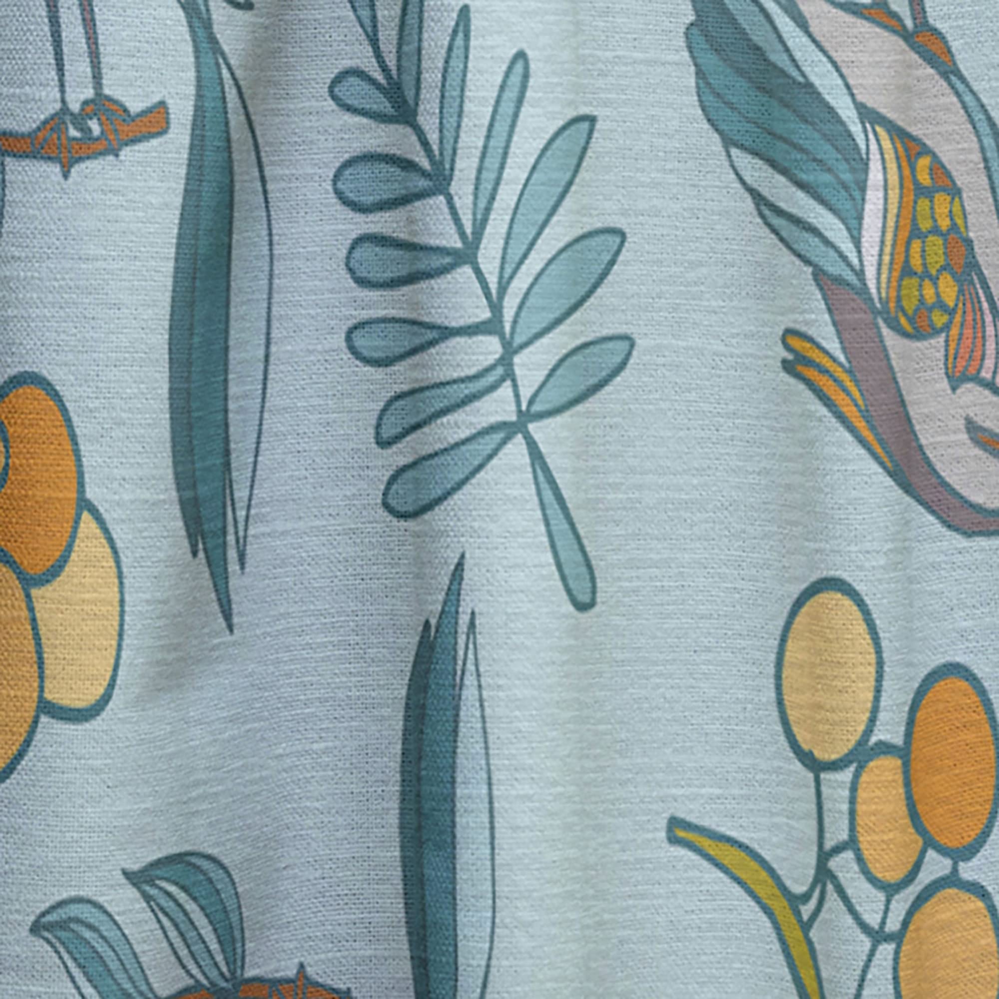 Thermal Insulated Blackout Curtains - 52x90 Inch Single Panel with Bird & Berry Print for Bedroom & Living Room - Noise Reducing & Energy Saving Window Drapes for Home Decor