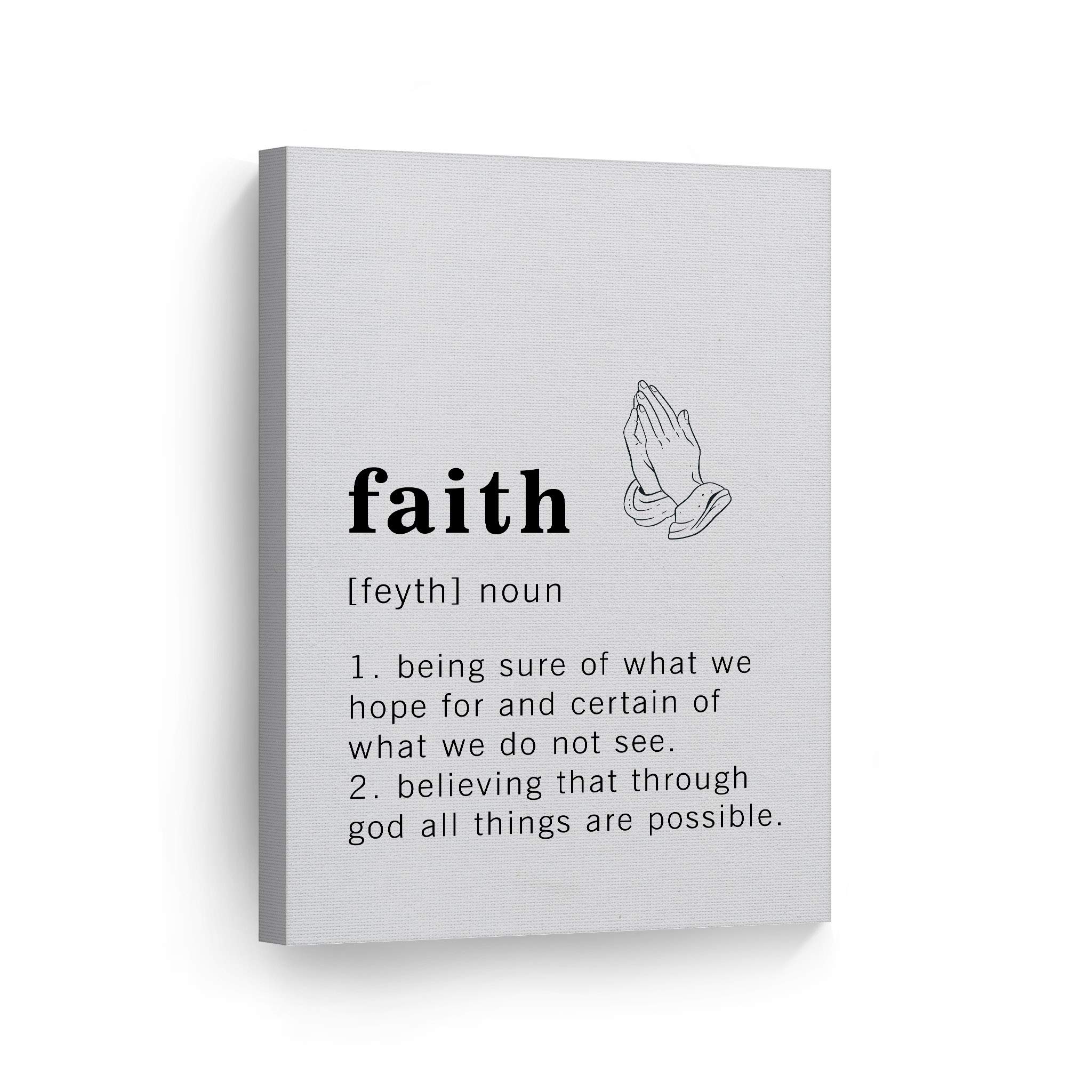 Funny Noun Dictionary Definition of Faith Canvas Print - Inspirational Quote Wall Art for Office, Living Room, Bedroom & Bathroom - Ready to Hang Home Decor (36x24 inches) - Made in USA | Perfect for Gifts, Housewarming & Motivational Spaces