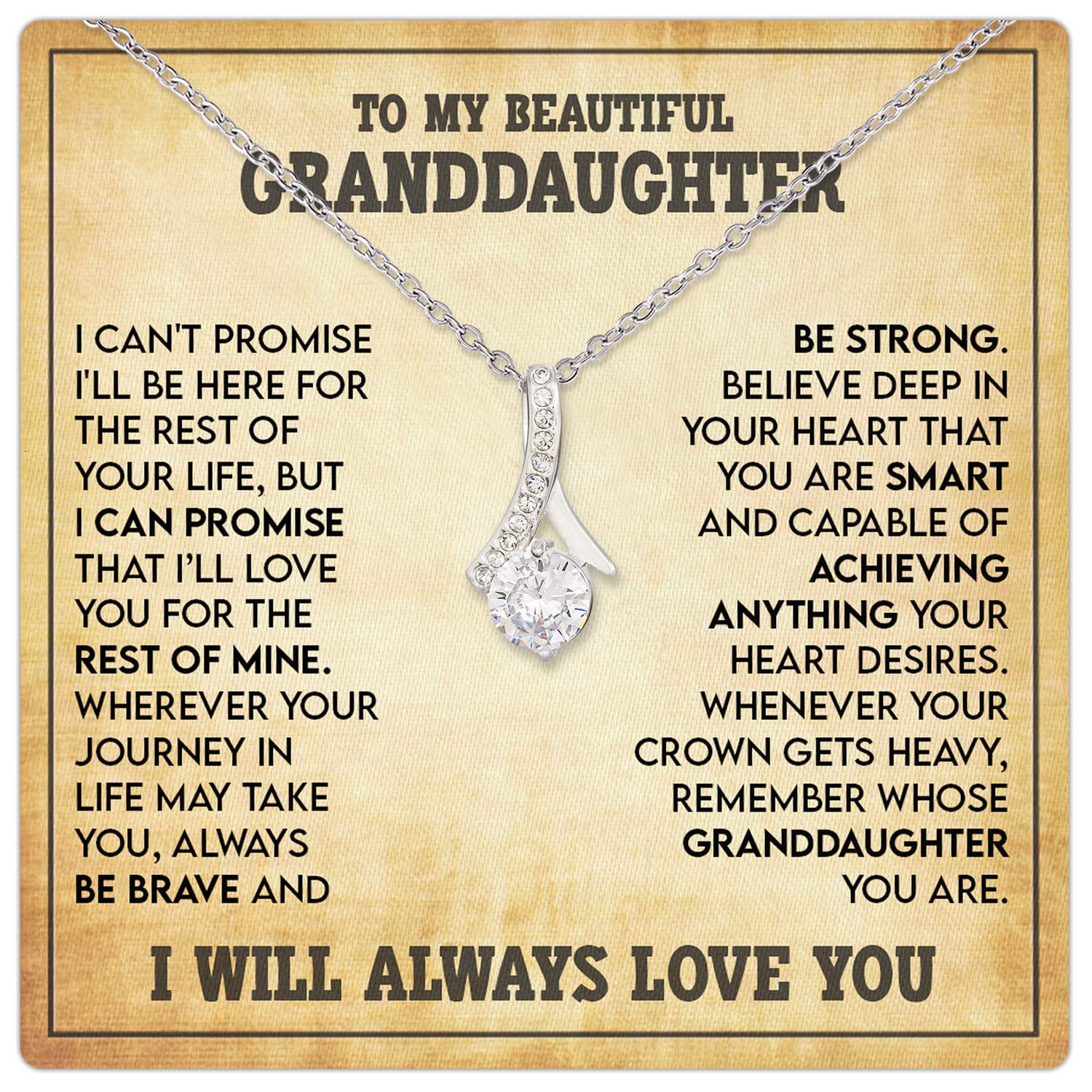 Granddaughter Necklace Gift from Grandma - Personalized Jewelry for Granddaughters with Gift Box & Card - Birthday, Christmas, Mother's Day, Graduation & Valentine's Day Present - Perfect for Special Occasions & Heartfelt Moments