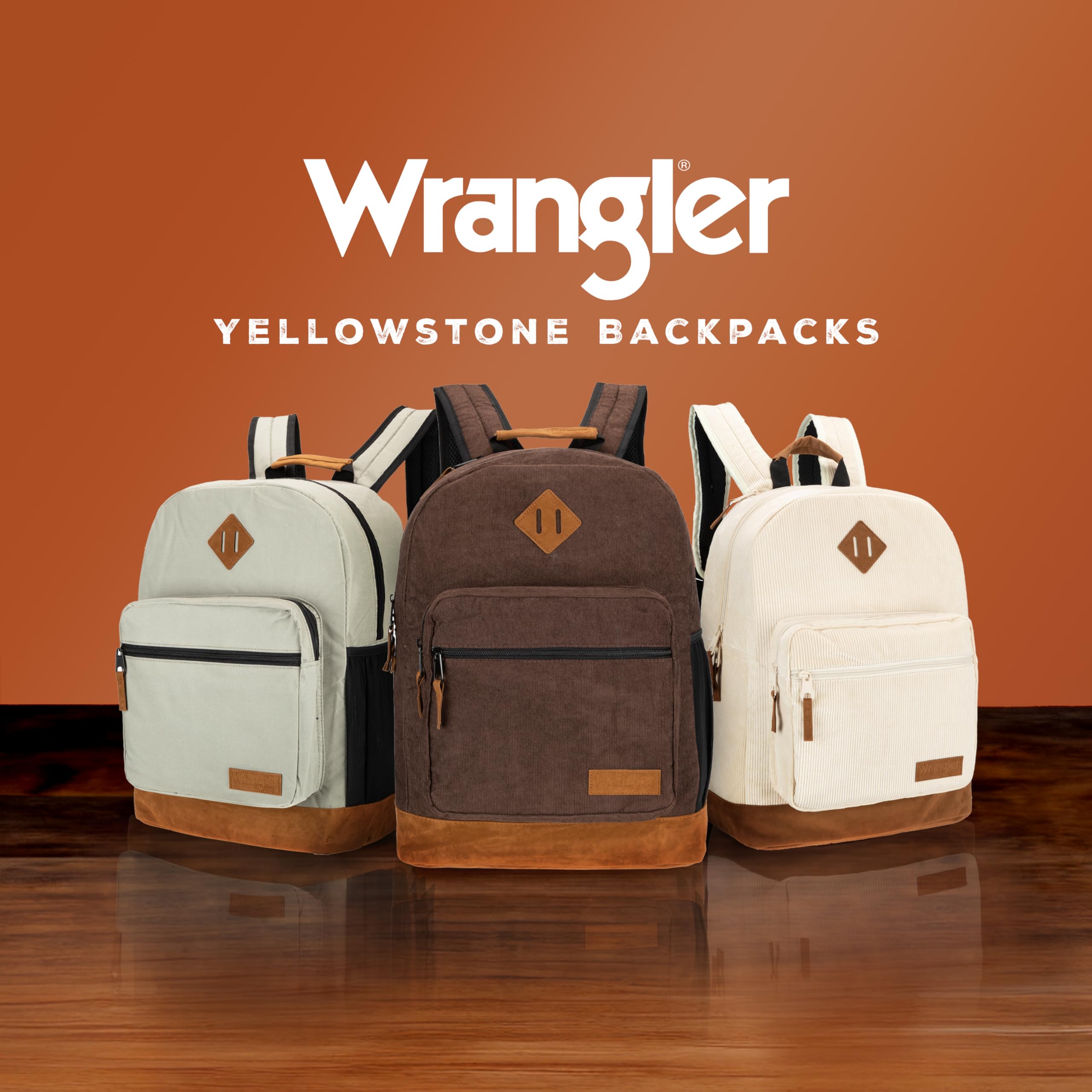 **Wrangler Yellowstone Western-Style Backpack - Water Resistant Coated Polyester Daypack for Travel, School & Work - Includes Padded Laptop Sleeve (Coated Grey) - Perfect for Hiking, Commuting & Campus Life**