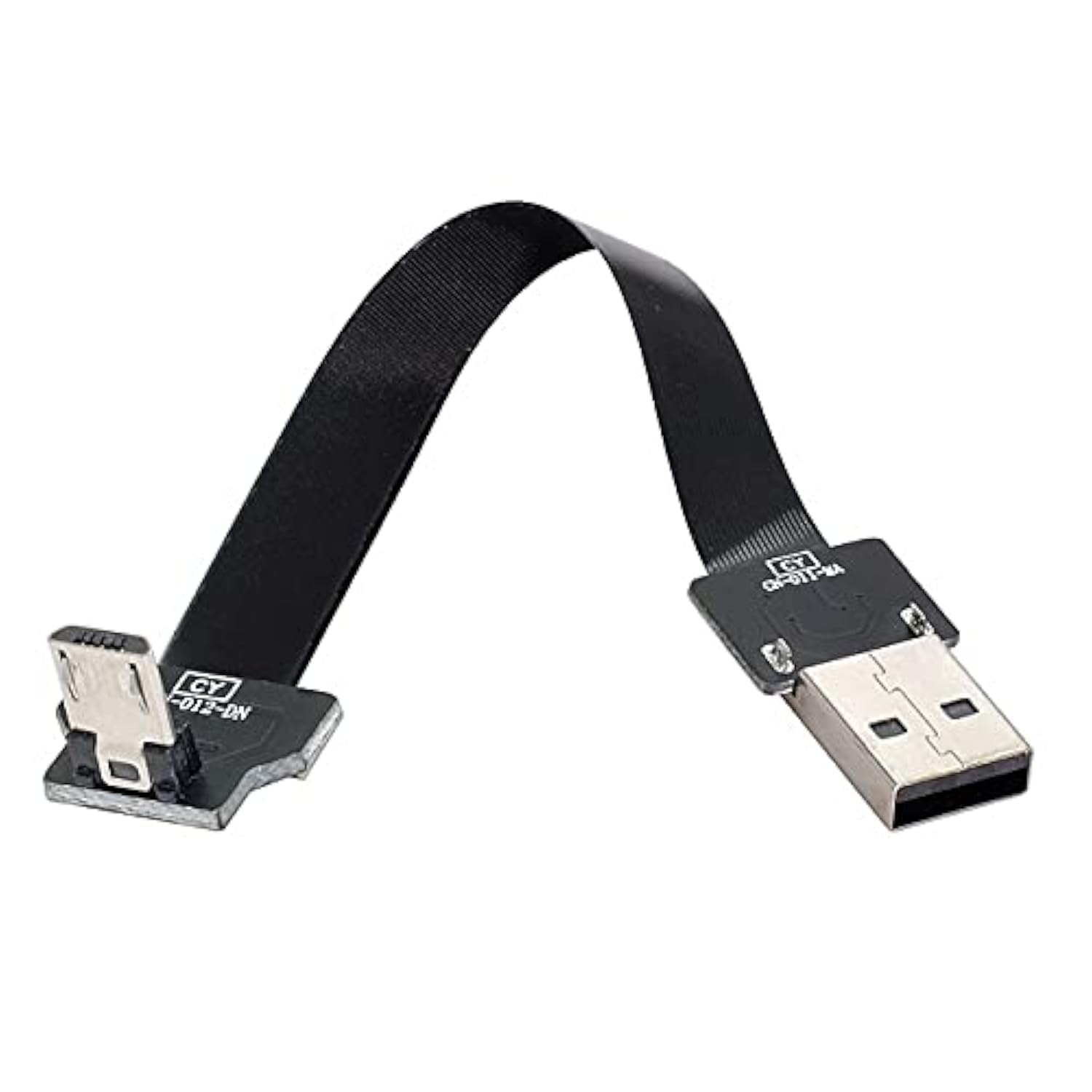 Cablecc Down Angled USB 2.0 Type-A Male to Micro USB 5Pin Male Data Flat Slim FPC Cable - 20cm High-Speed Charging & Sync Cable for FPV Drones, External Hard Drives, Smartphones & Android Devices - Perfect for RC Models, Data Transfer & Mobile Charging