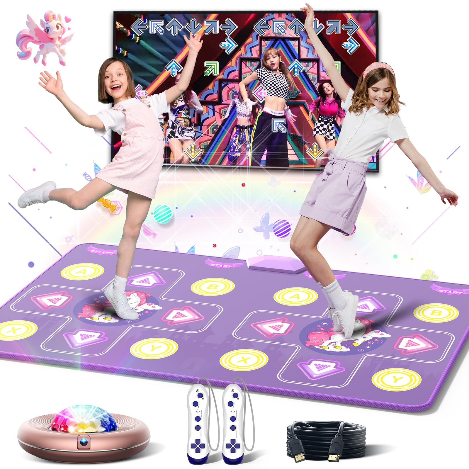 Wireless Dance Mat for Kids & Adults - Interactive Dance Pad with Camera for TV, Plug & Play Double Player Mode - Perfect for Family Game Night, Christmas & Birthday Gifts - Fun Fitness Activity for Home Entertainment