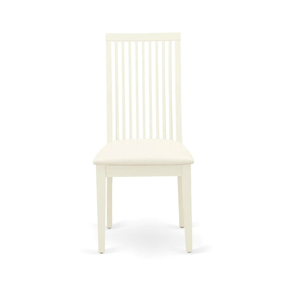 East West Furniture DMIP3-LWH-C 3-Piece White Linen Dining Set with Round Drop-Leaf Table (42x42 Inch) & 2 Upholstered Chairs - Perfect for Small Kitchens, Breakfast Nooks & Cozy Apartments