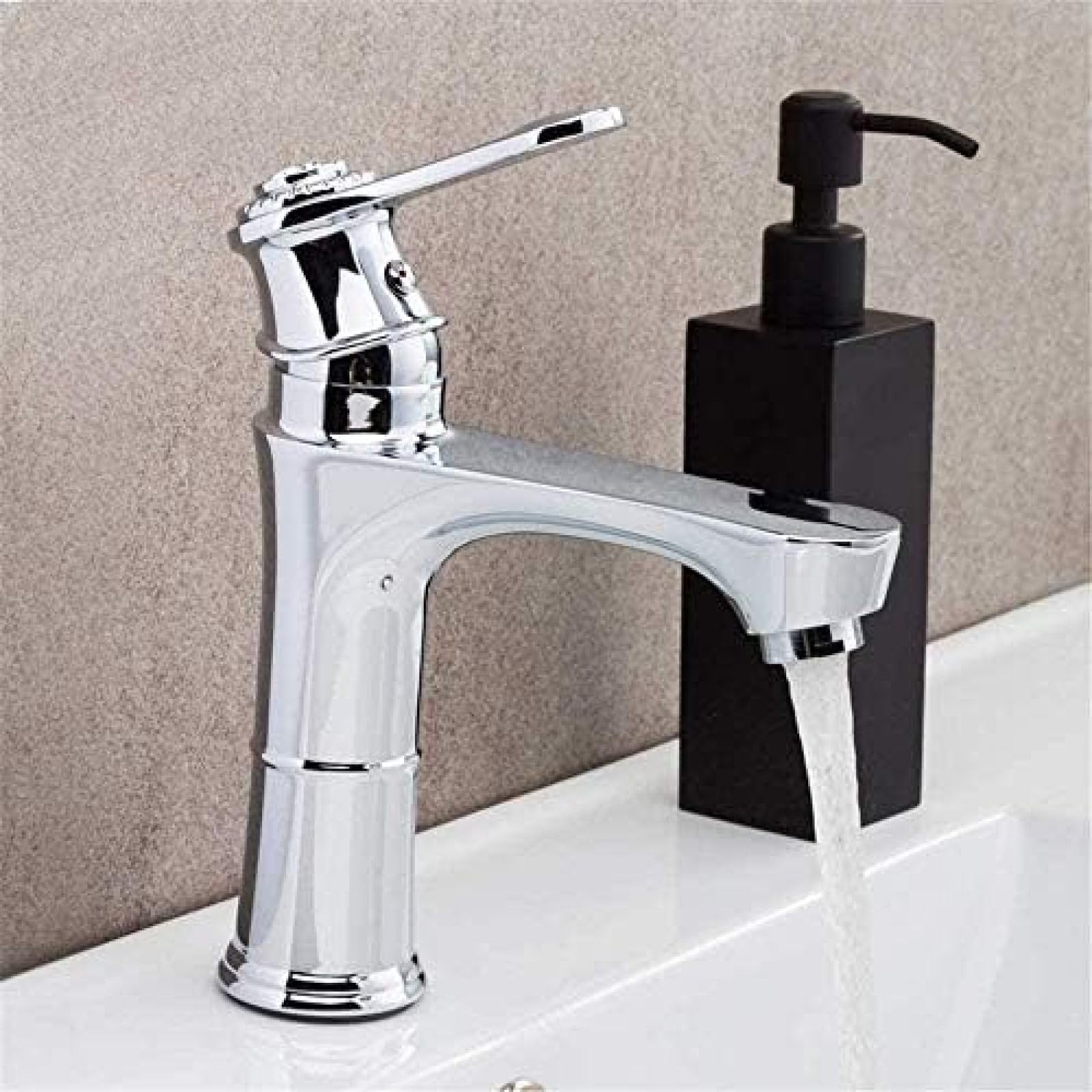 CRJUS Modern Waterfall Bathroom Sink Faucet - Deck Mounted Basin Mixer Tap for Kitchen & Bathroom - High Arc Spout for Easy Washing, Perfect for Vanity, Powder Room & Guest Bath