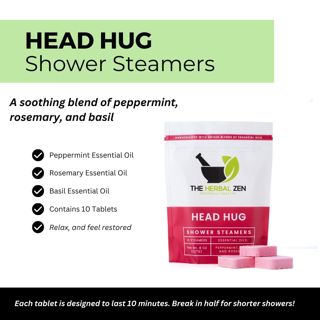 Aromatherapy Head Hug Shower Steamers for Stress Relief - Essential Oil Infused Shower Bombs for Women & Men, Made in USA - Perfect Spa Gift for Christmas, Birthdays & Self-Care Relaxation at Home
