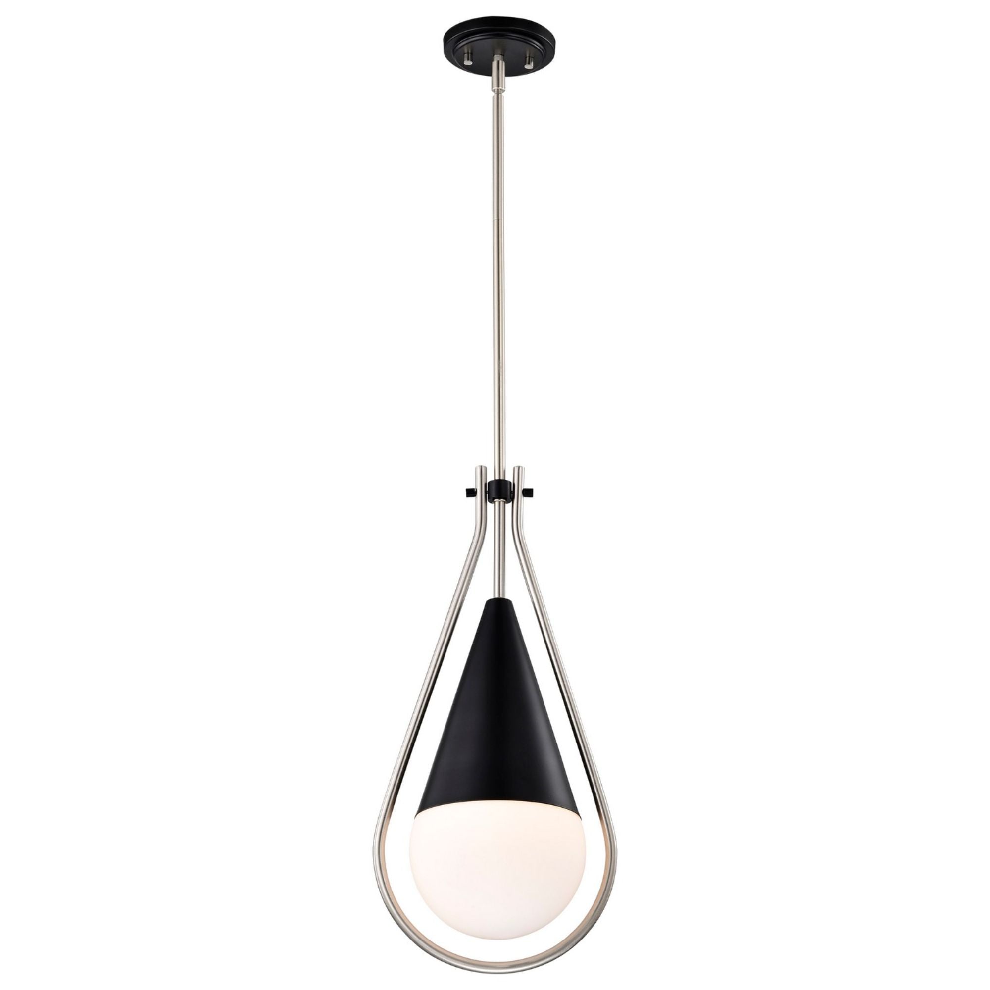 Admiral 10 Inch Modern Pendant Light Fixture - Matte Black & Brushed Nickel Finish - Perfect for Kitchen Island, Dining Room, or Entryway Lighting