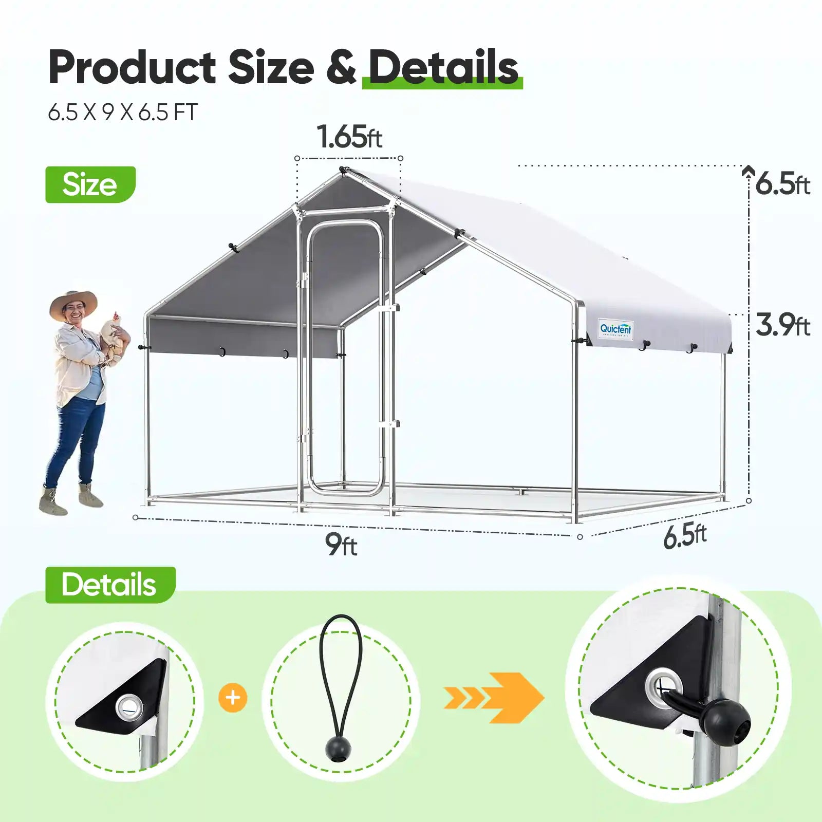 Large Metal Chicken Coop Run - Durable Outdoor Poultry Pen for Hens & Roosters - Perfect for Backyard Farming & Free Range Chicken Keeping