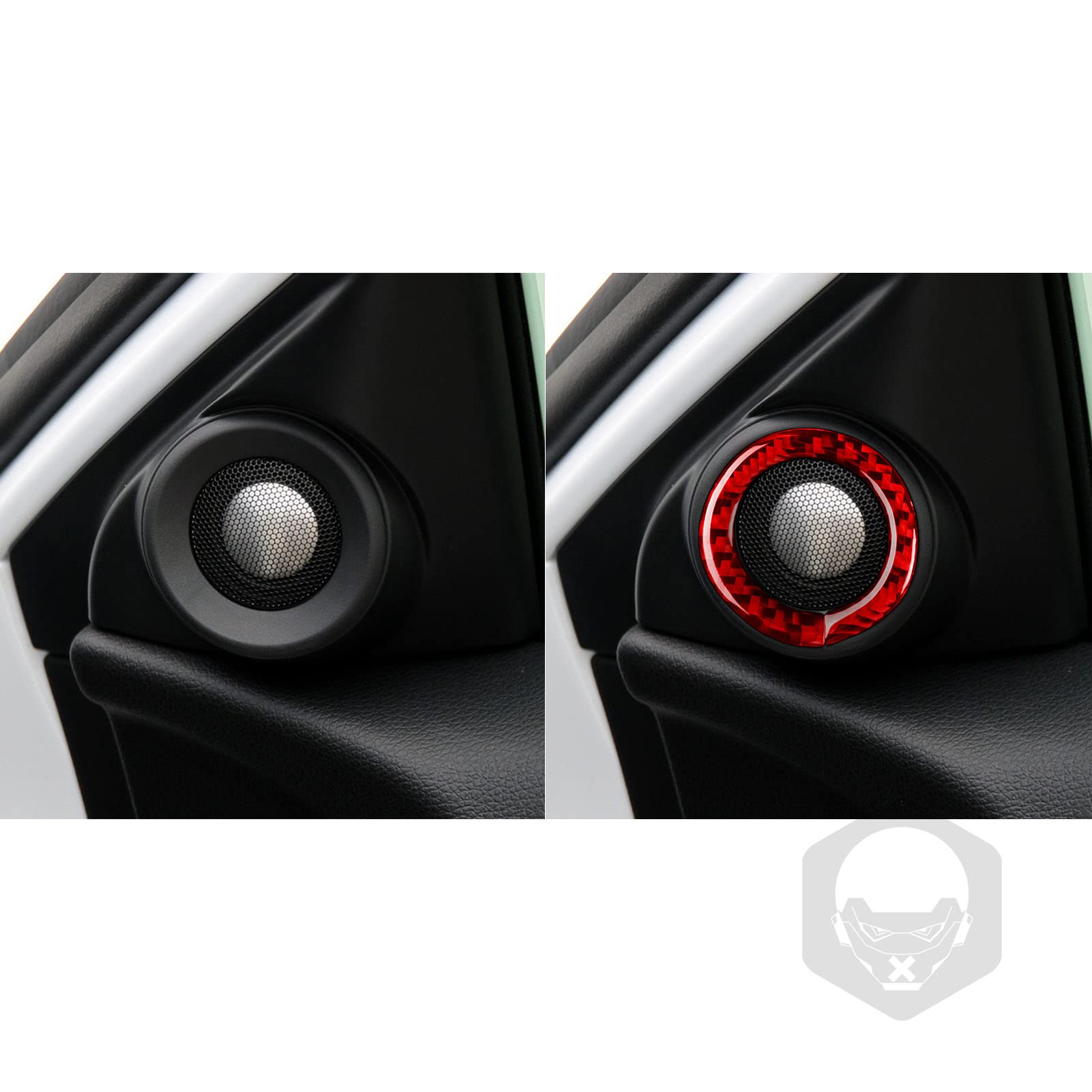 Premium Carbon Fiber Interior Trim Kit for Honda Accord 9th Gen (2013-2017) - A Pillar Speaker Covers & Door Side Panels | SE/LX/Sport/EX/EX-L/Touring/Hybrid Models | Red Accent | Enhances Cabin Style & Protects Interior