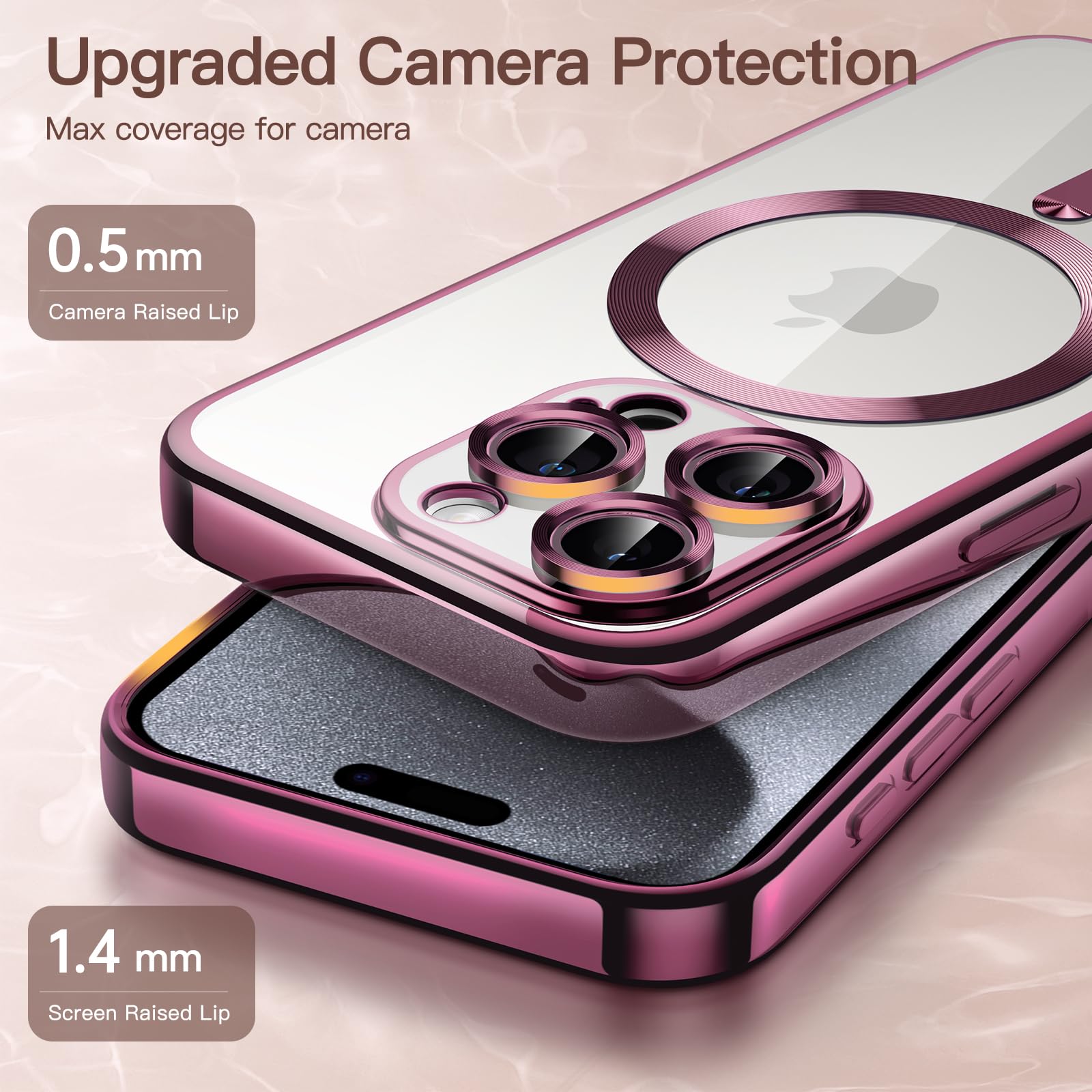JETech Soft Clear Case for iPhone 15 Pro Max 6.7-Inch - Shockproof TPU Phone Cover with Full Camera Protection & MagSafe Wireless Charging Compatible (Red) - Perfect for Daily Use, Travel, and Work Protection