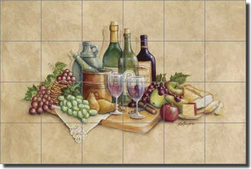 Wine Grapes Ceramic Tile Mural Backsplash 25.5