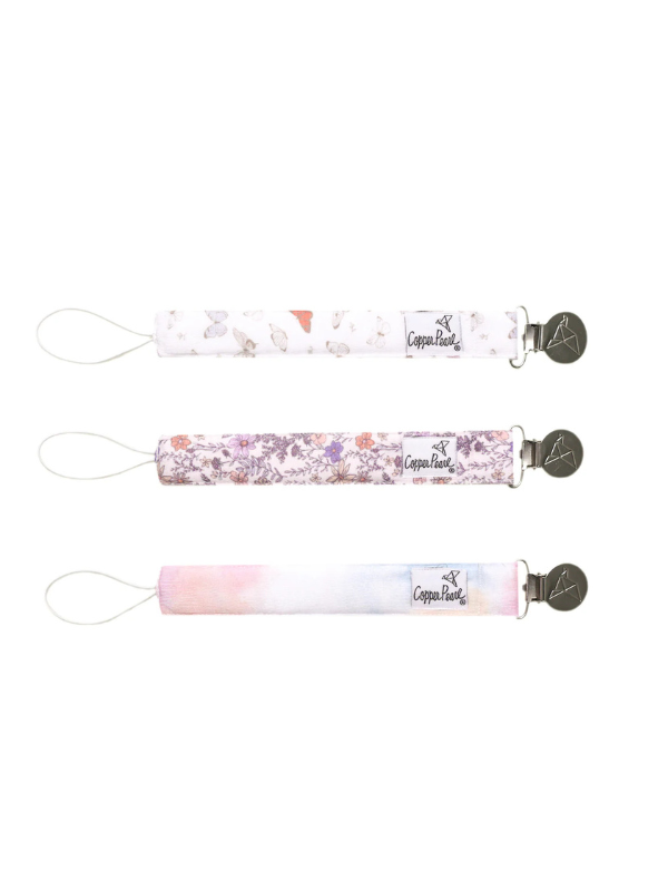 Copper Pearl Flora Binky Clip - Stylish Pacifier Holder for Babies | Perfect for Strollers, Car Seats & Diaper Bags
