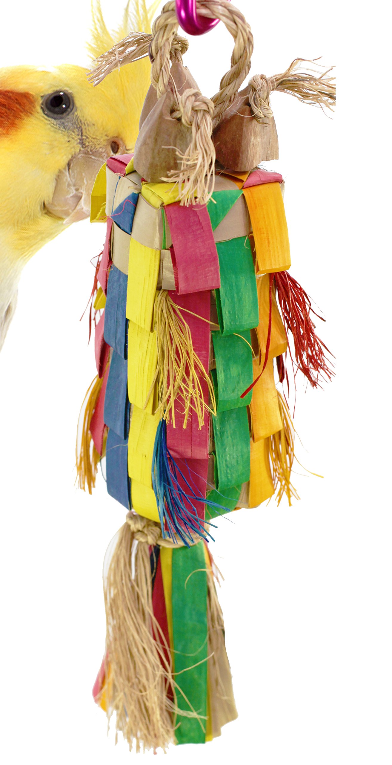 Small Straight Pinata Bird Toy Cage - Foraging Chew Shredder Enrichment Toy for Parrots, Cockatiels & Conures - Perfect for Mental Stimulation & Beak Exercise in Bird Cages
