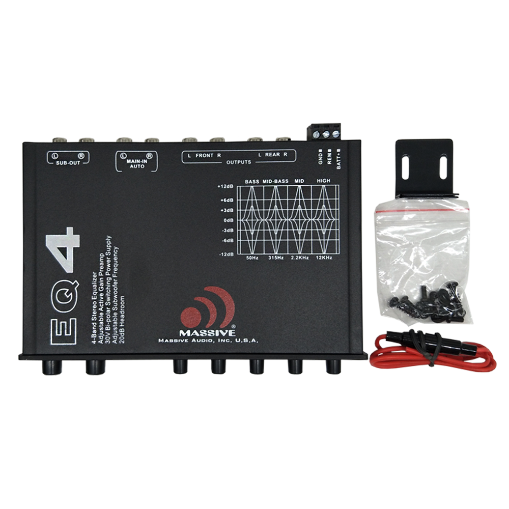 EQ4 4 Band Car Audio Graphic Equalizer - Premium Sound Control for Vehicles | Enhance Bass, Treble & Midrange | Perfect for Car Audio Systems & Custom Installations