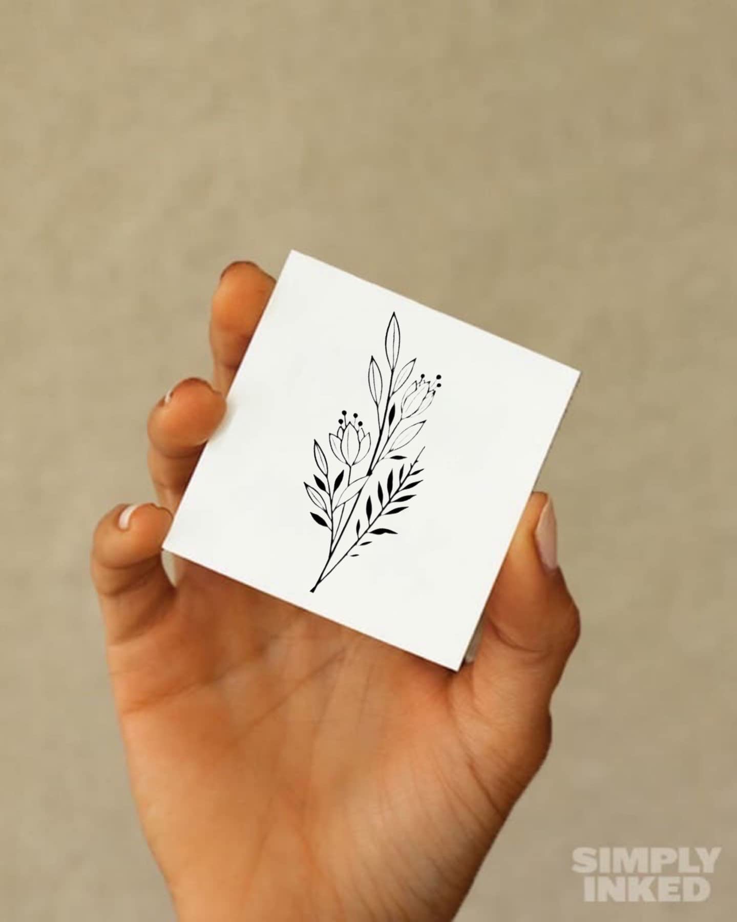 Simply Inked Floral Finger Temporary Tattoo - Waterproof Semi-Permanent Tattoo Sticker for Women, Men, Boys & Girls (2x2 Inch, Blue Black) - Perfect for Parties, Festivals & Fashion Accessories