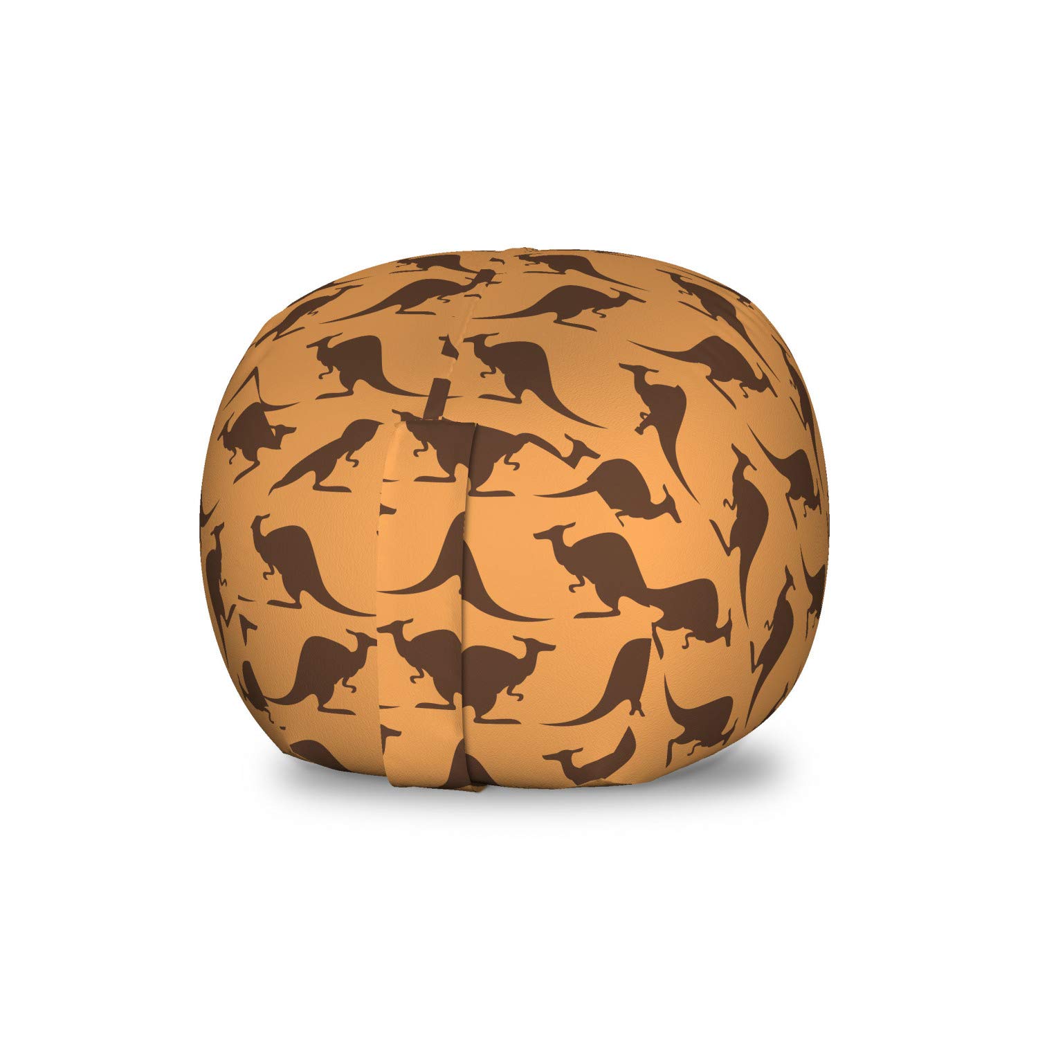 Ambesonne Kangaroo Toy Storage Bag Chair - Animal Silhouette Design in Coffee & Amber Tones - Washable Stuffed Animal Organizer for Kids' Room - Perfect for Playroom, Nursery, or Bedroom Organization