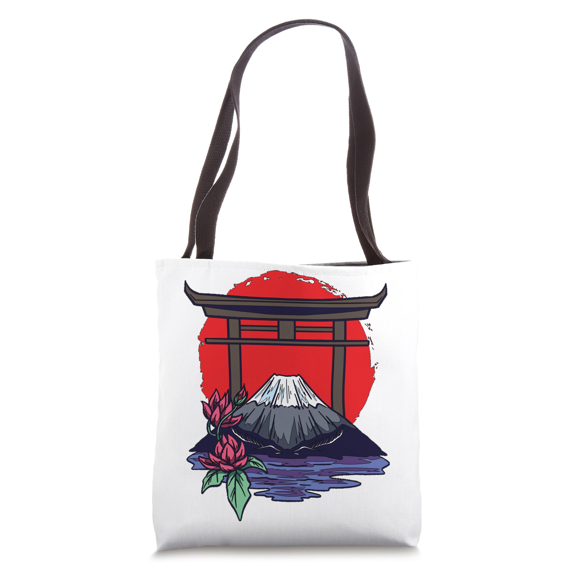 Vibrant Japanese Mountain Landscape Tote Bag - Artistic Canvas Tote for Women & Men - Perfect for Shopping, Beach, Work & Travel
