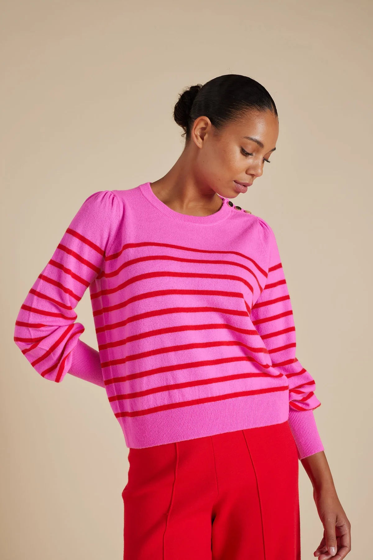 Eloise Sweater in Lipstick Red - Women's Knit Pullover for Fall & Winter | Perfect for Casual Outfits, Office Wear & Cozy Evenings