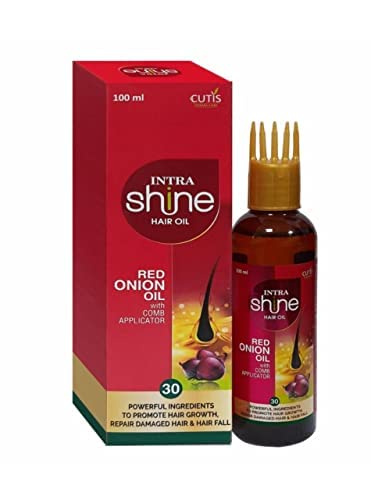 LYUD Intrashine Red Onion Hair Oil with Comb Applicator - 100ml Natural Hair Growth Treatment for Thicker, Stronger Hair - Perfect for Daily Scalp Massage & Damaged Hair Repair
