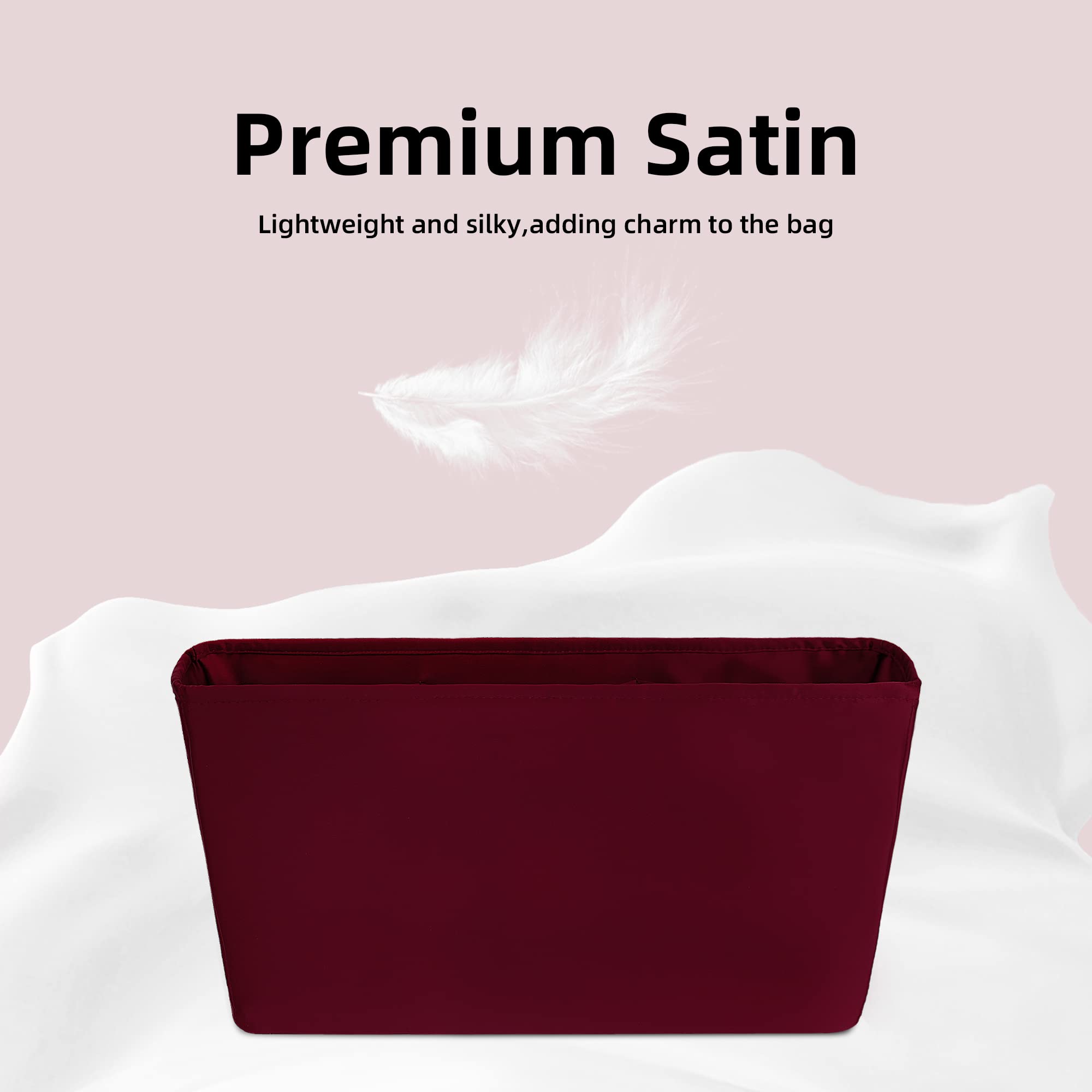 DGAZ Luxury Silk Purse Organizer Insert for Louis Vuitton Neverfull MM GM PM & Mini Bags - Handbag Tote Shaper & Organizer (Rouge H) - Perfect for Travel, Work & Daily Use