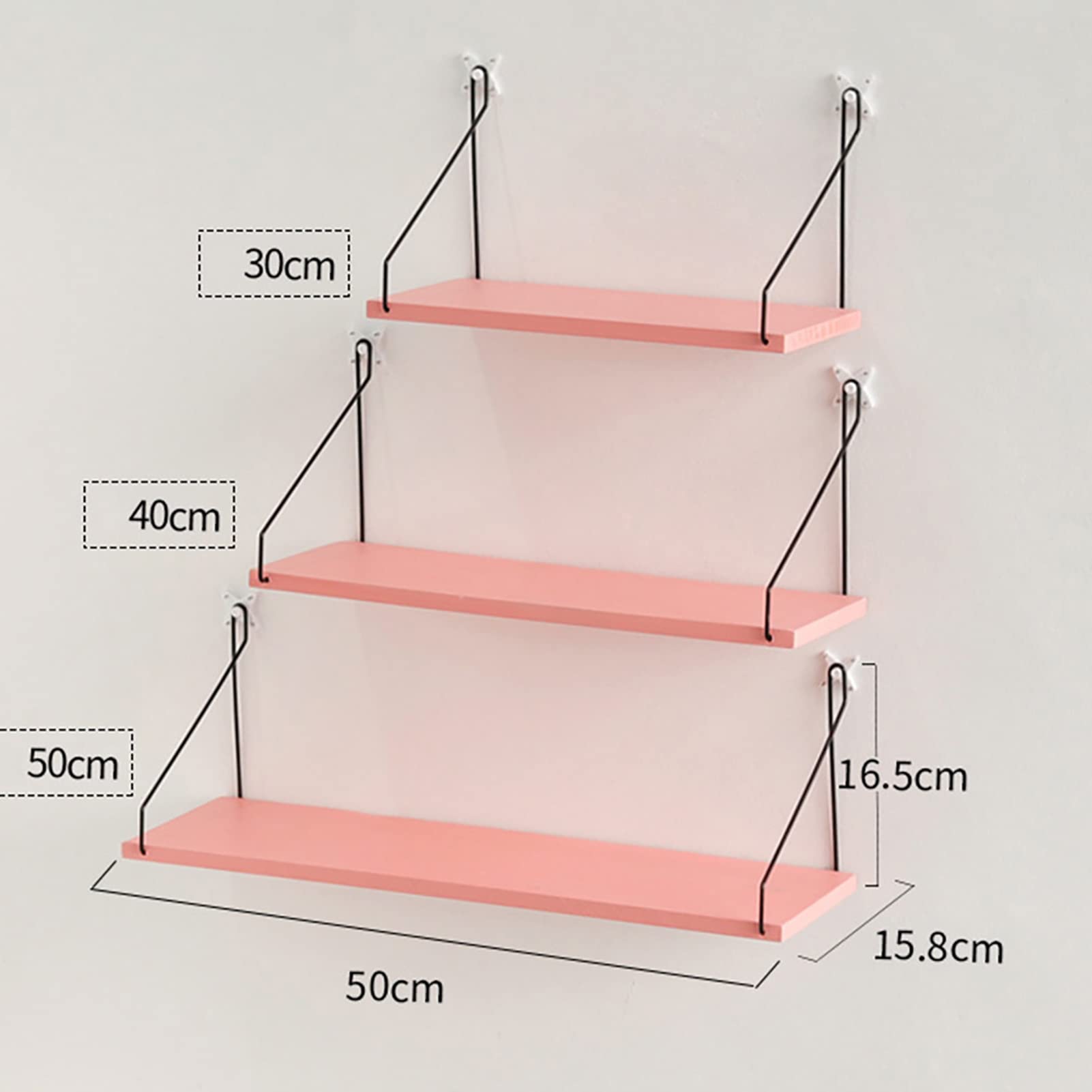 Pink Wood Floating Shelves for Wall - Bedroom, Bathroom & Office Storage - Perfect for Displaying Decor, Books & Essentials in Girls Room & Small Spaces