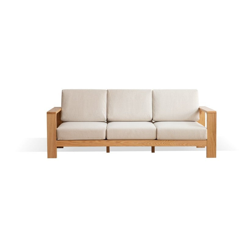 Oak Solid Wood Modern Fabric Sofa - Contemporary Living Room Furniture for Small Spaces & Apartments | Durable & Stylish Home Decor