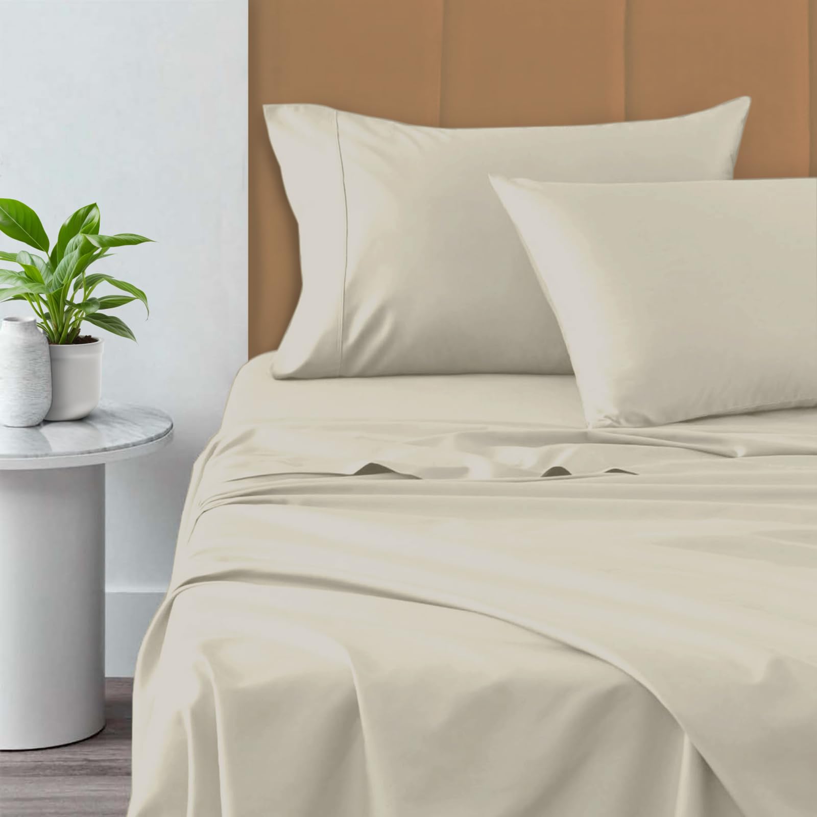 Pizuna Pure 100% Long Staple Cotton California King Sheets - 800 Thread Count Luxury Sateen Bedding Set with 15