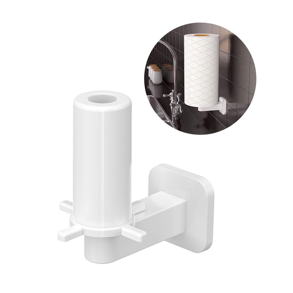 Gallity No Drill Self Adhesive Toilet Paper Holder - Wall Mounted Bathroom Tissue Roll Dispenser Storage Rack - White Space Saving Bath Organizer for Small Bathrooms, RVs & Apartments