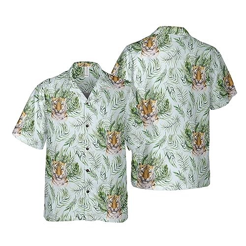 Tropical Green Leaves and Jungle Tiger