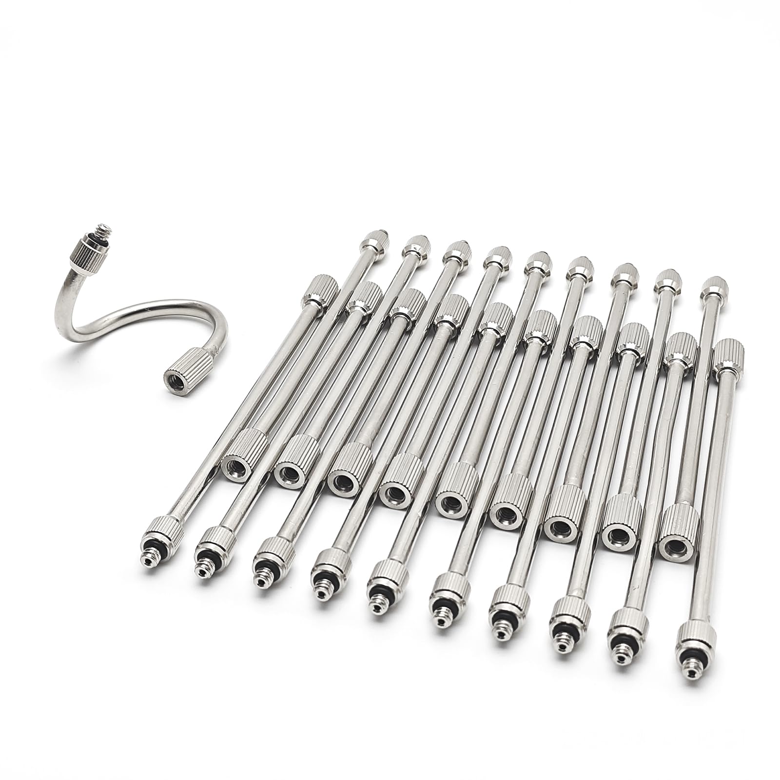 20 Pack Flexible Brass Nozzle Extensions - 5.6 Inch Bendable Copper Misting Rods for Outdoor Cooling Systems (10/24 UNC Thread) - Perfect for Garden Humidification, Dust Control, Landscaping & Patio Misting