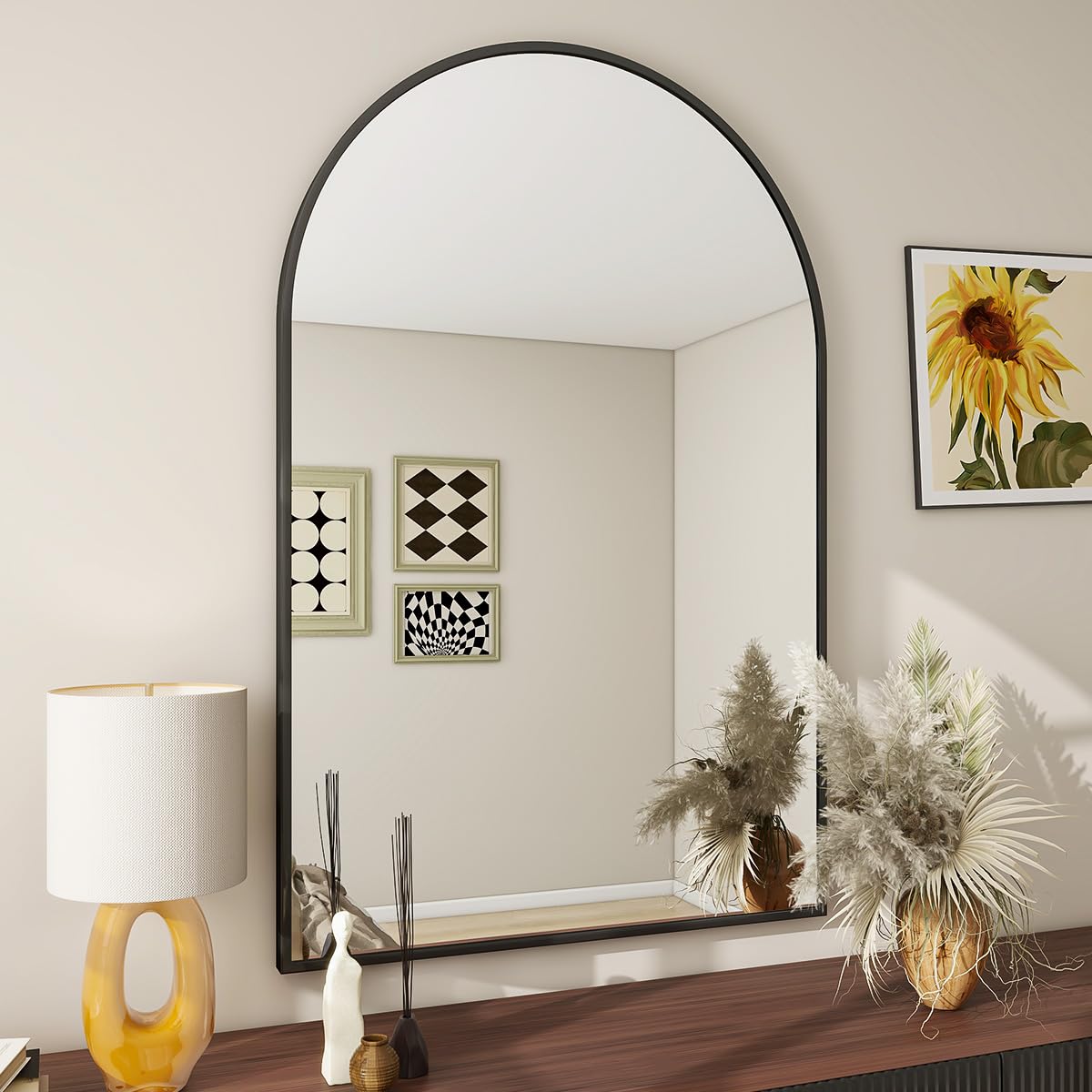 BEAUTYPEAK 26x38 Inch Black Metal Framed Bathroom Mirror - Wall Mounted Vanity Mirror for Bedroom, Living Room, Entryway - Perfect for Modern Home Decor & Makeup Area