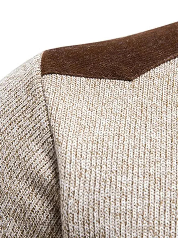 Men's Stand-Up Collar Patchwork Zipper Turtleneck Sweater - Winter Fashion for Casual & Business Wear