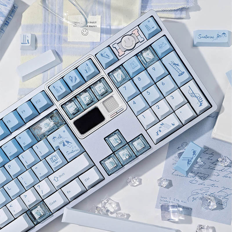LOERENT Santorini's Cat Keycap Set - 145+26 Keys Cherry Profile for Mechanical Keyboards | Perfect for Gaming, Typing & Custom Keyboard Builds