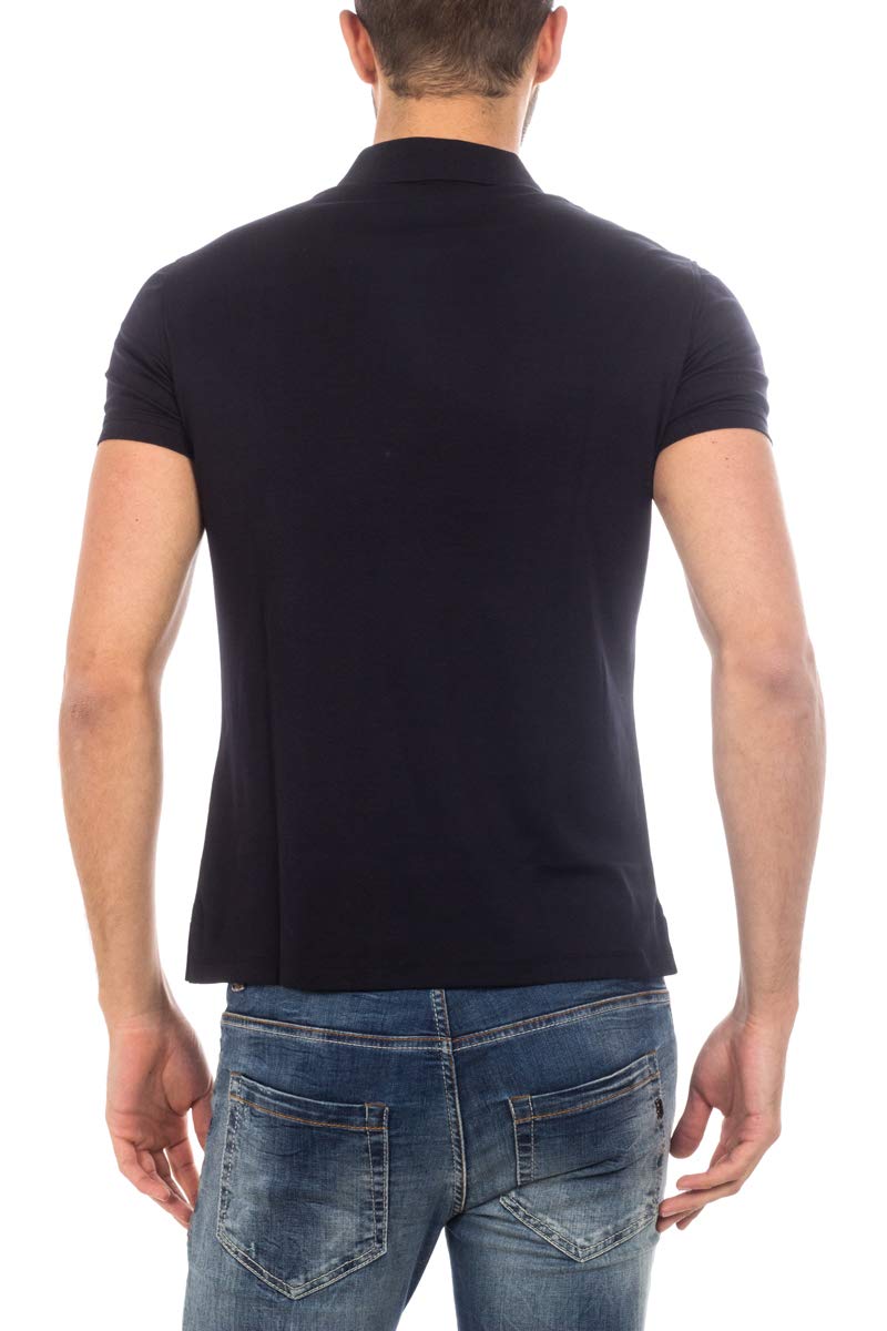 Armani Jeans Men's Solid Blue Polo Shirt Size L - Classic Casual Wear for Business & Weekend Outings